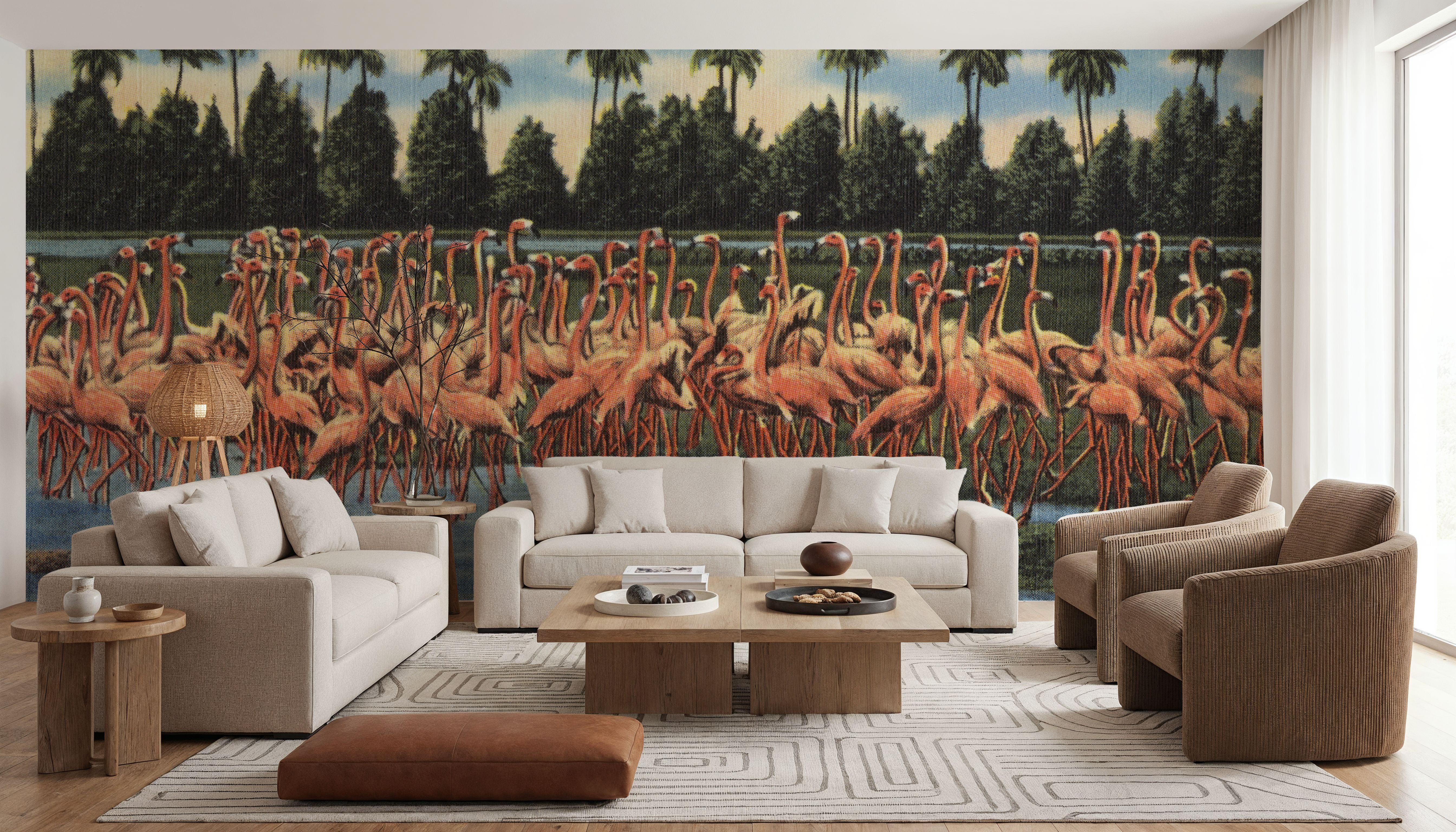 Flamingos - Screenprint Postcard