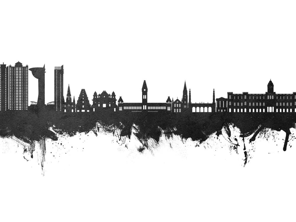 Chennai Skyline India Black & White