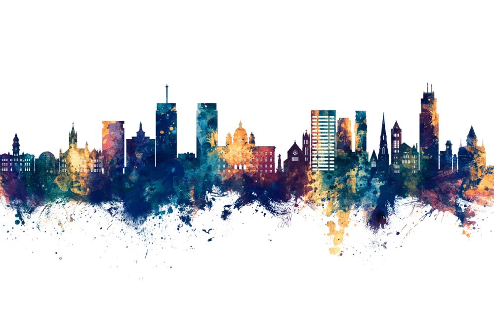 Syracuse New York Skyline Blue & Bronze