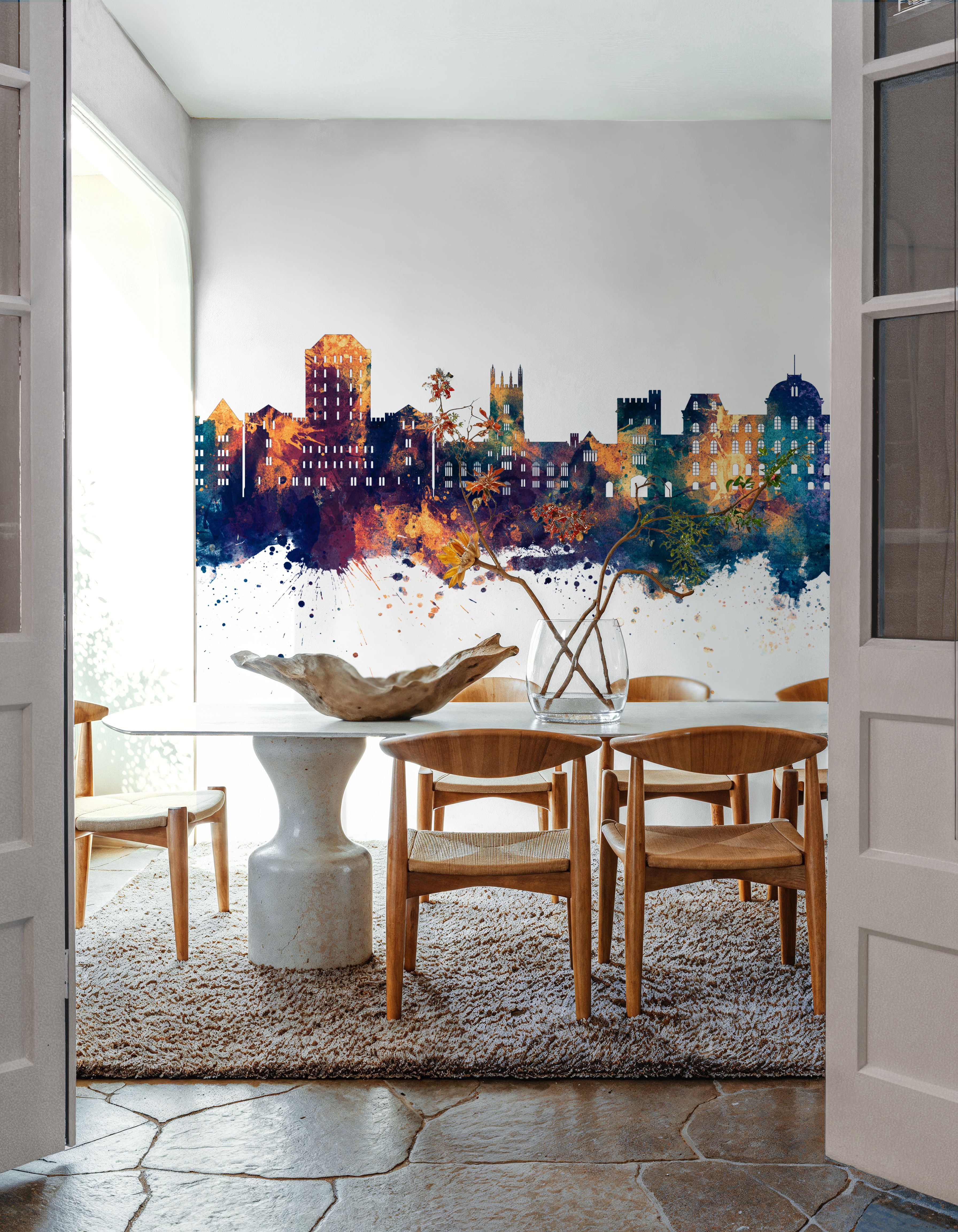 Poughkeepsie New York Skyline Blue & Bronze