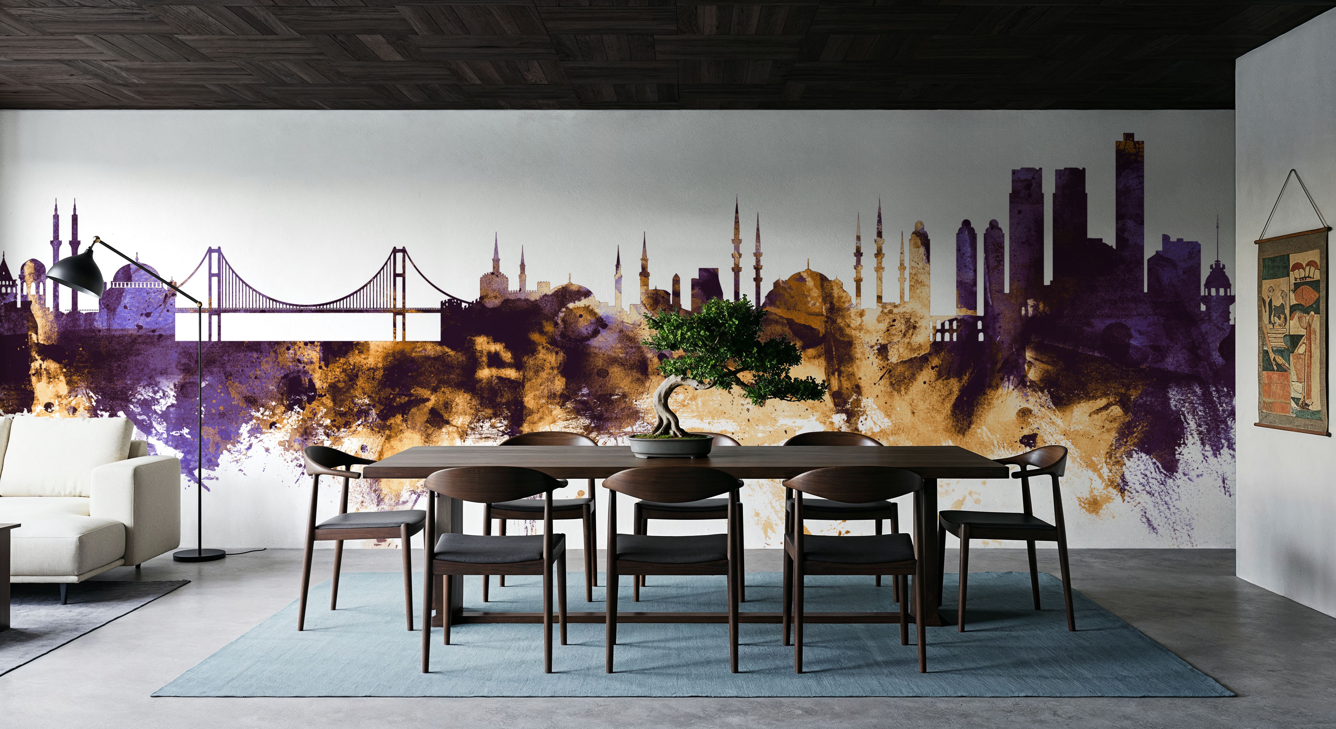 Istanbul Turkey Skyline Purple & Gold