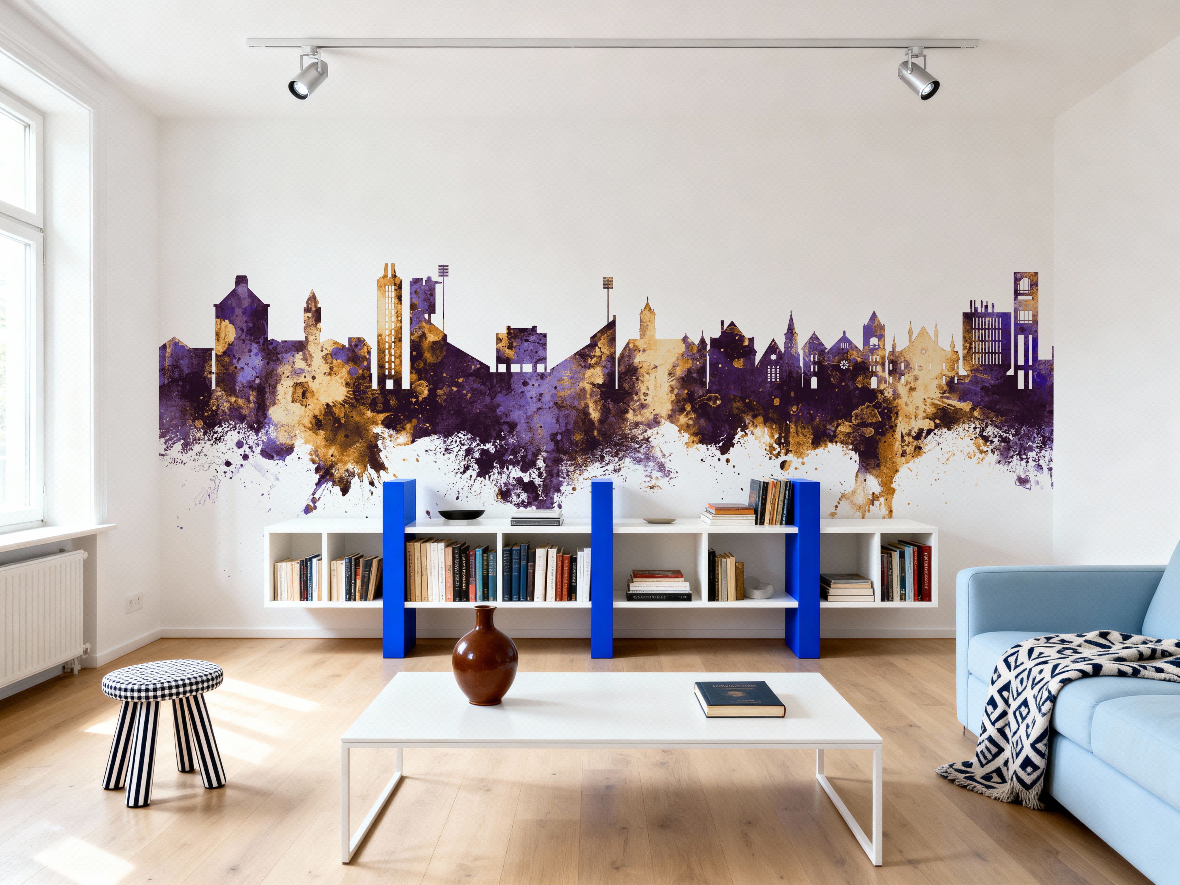 Lawrence Kansas Skyline Purple & Gold