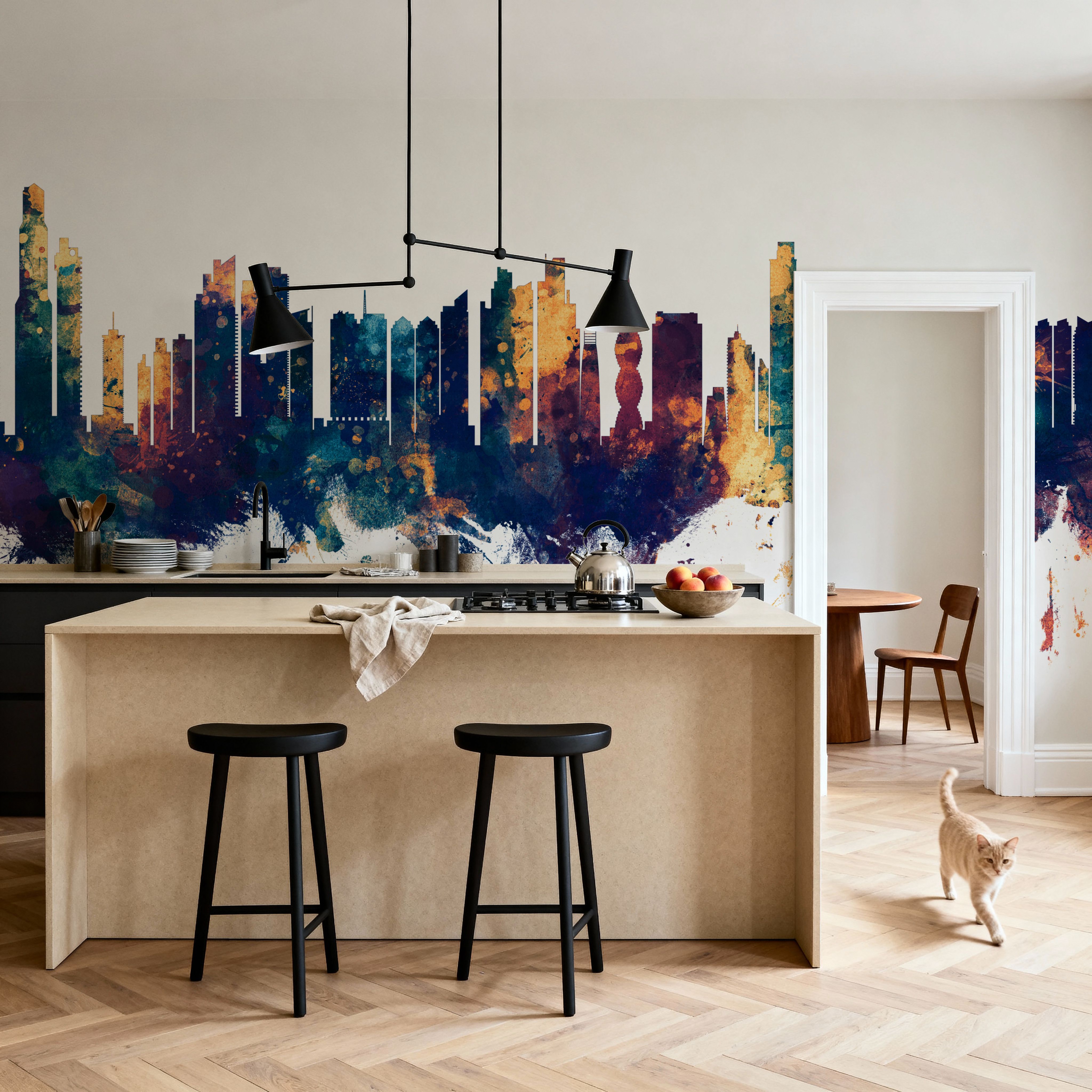 Panama City Skyline Blue & Bronze