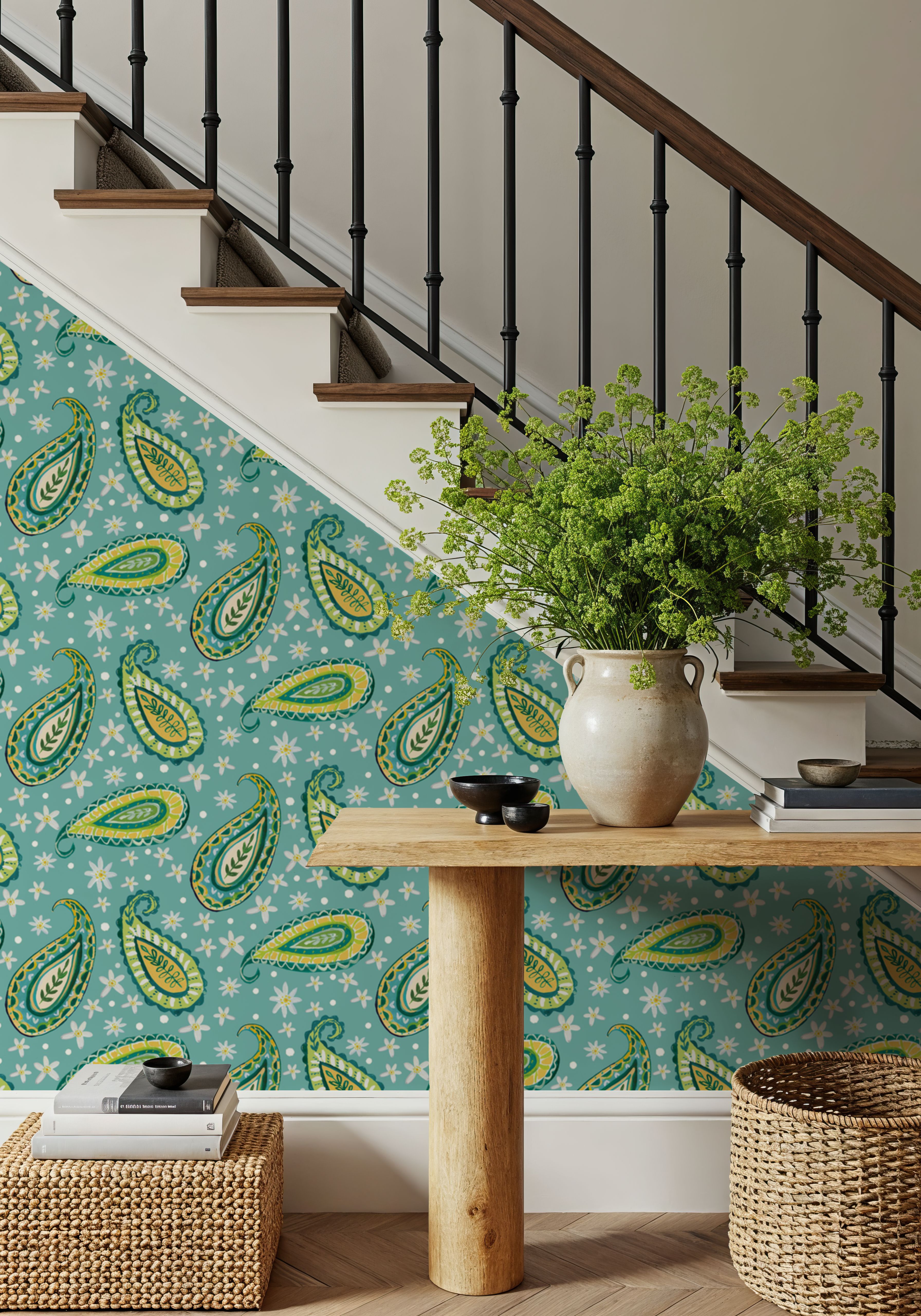 Mellow Paisley Blue, Wallpaper