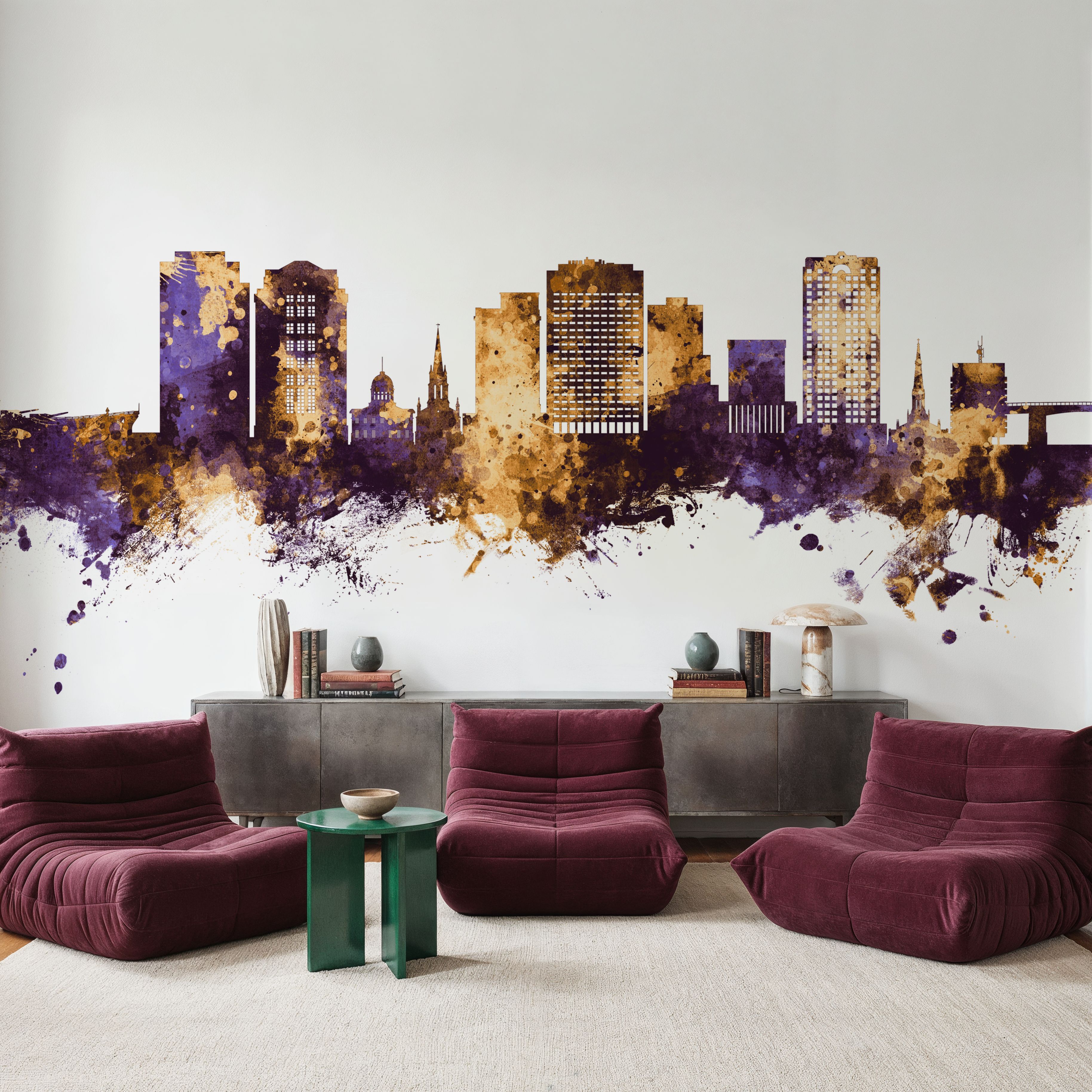 Norfolk Virginia Skyline Purple & Gold