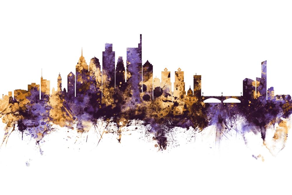 Philadelphia Skyline Purple & Gold