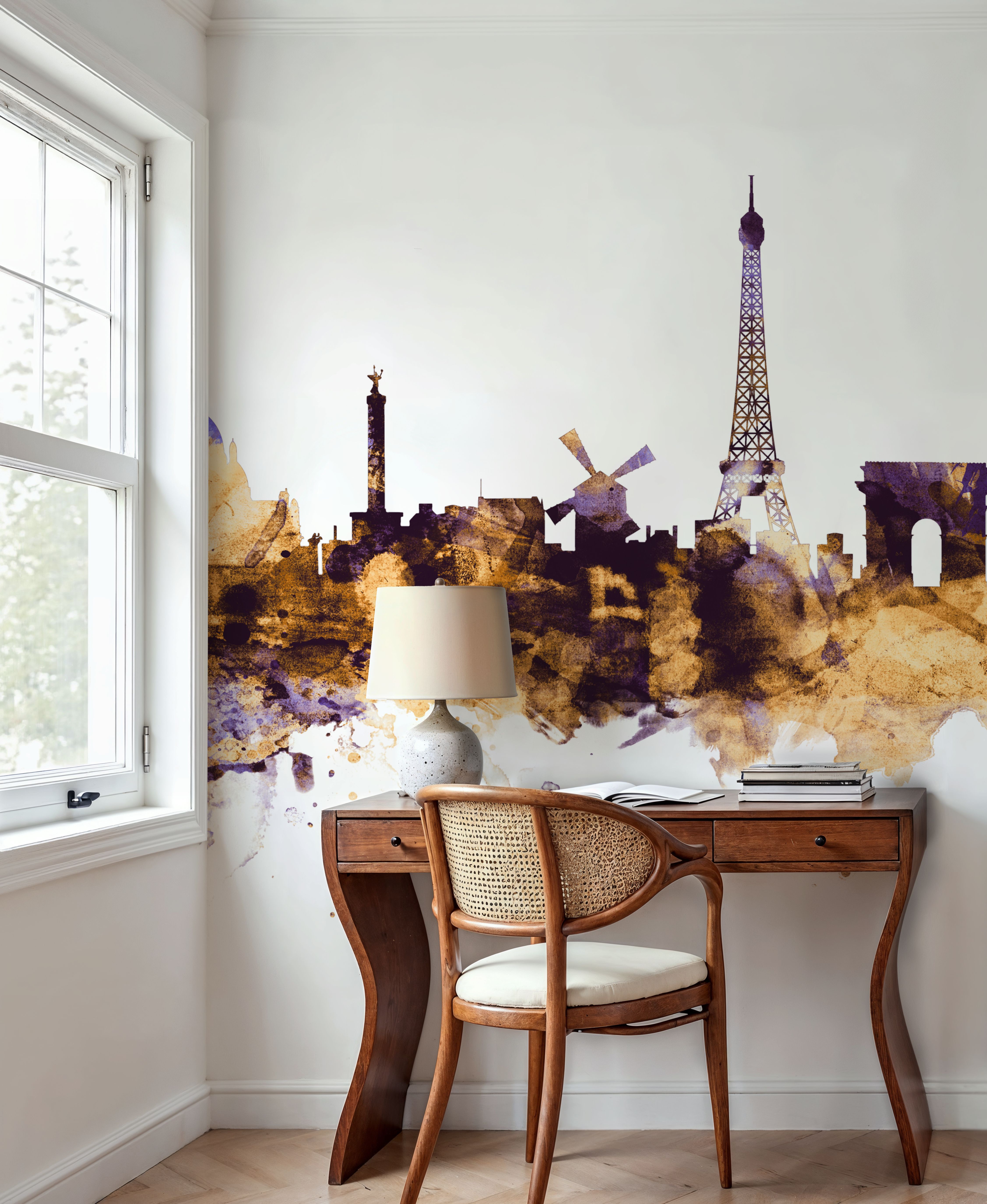 Paris Skyline Purple & Gold