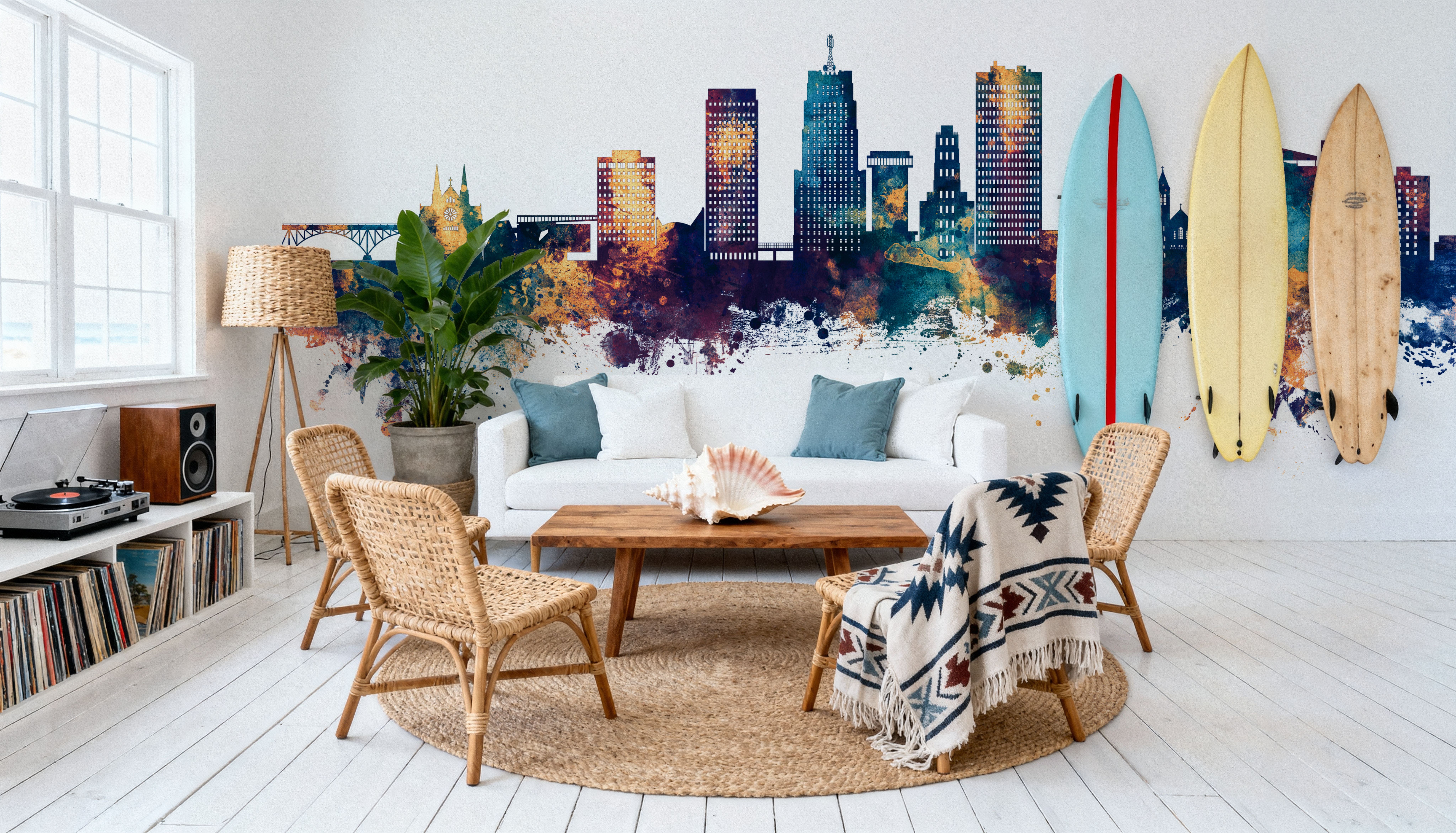 Akron Ohio Skyline Blue & Bronze