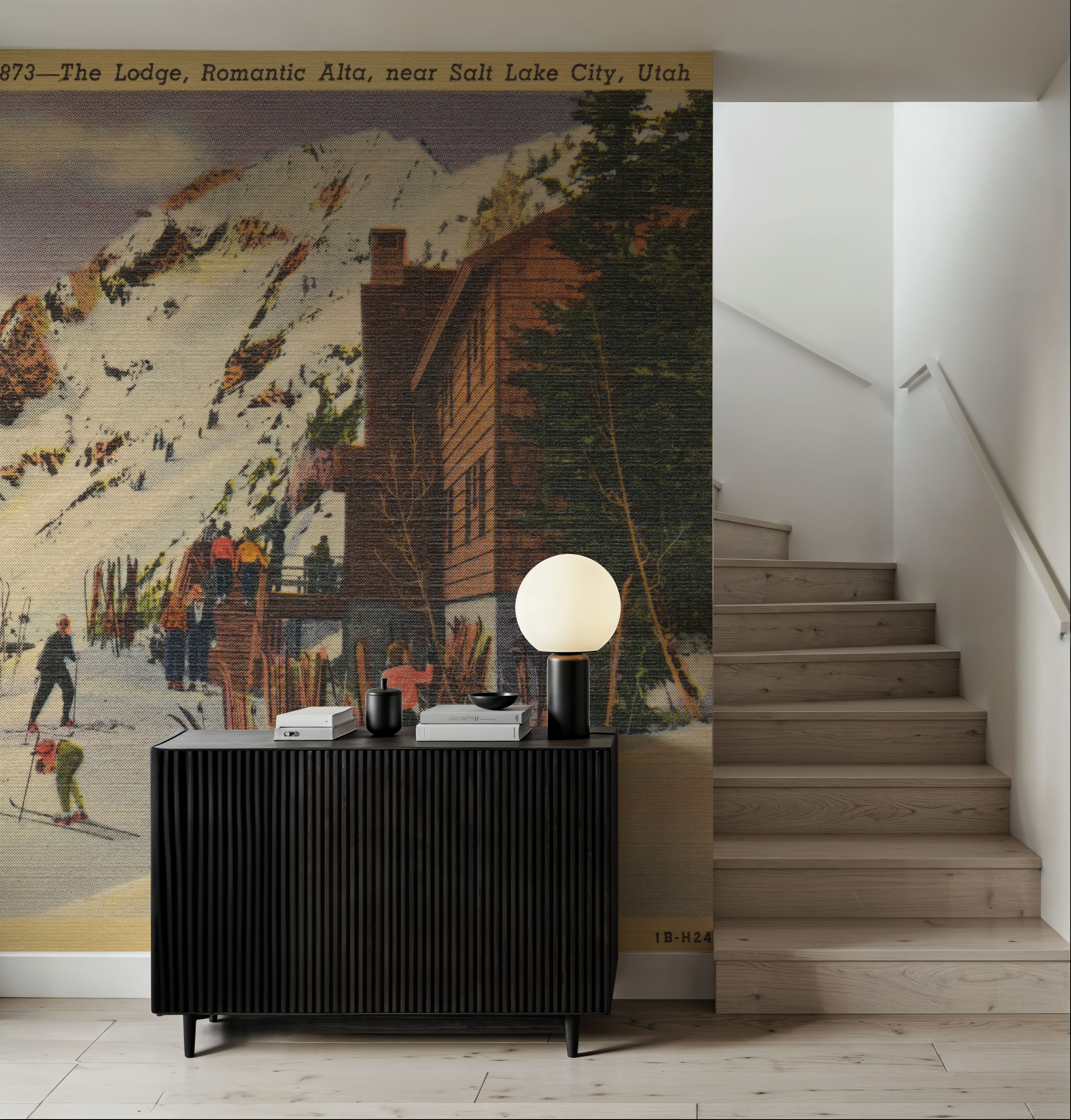 Wall Mural - Salt Lake City Postcard - Screenprint - Mountains Landscapes mural wallpaper - Bedroom - Wallism UK - Premium, Textured or Peel & Stick