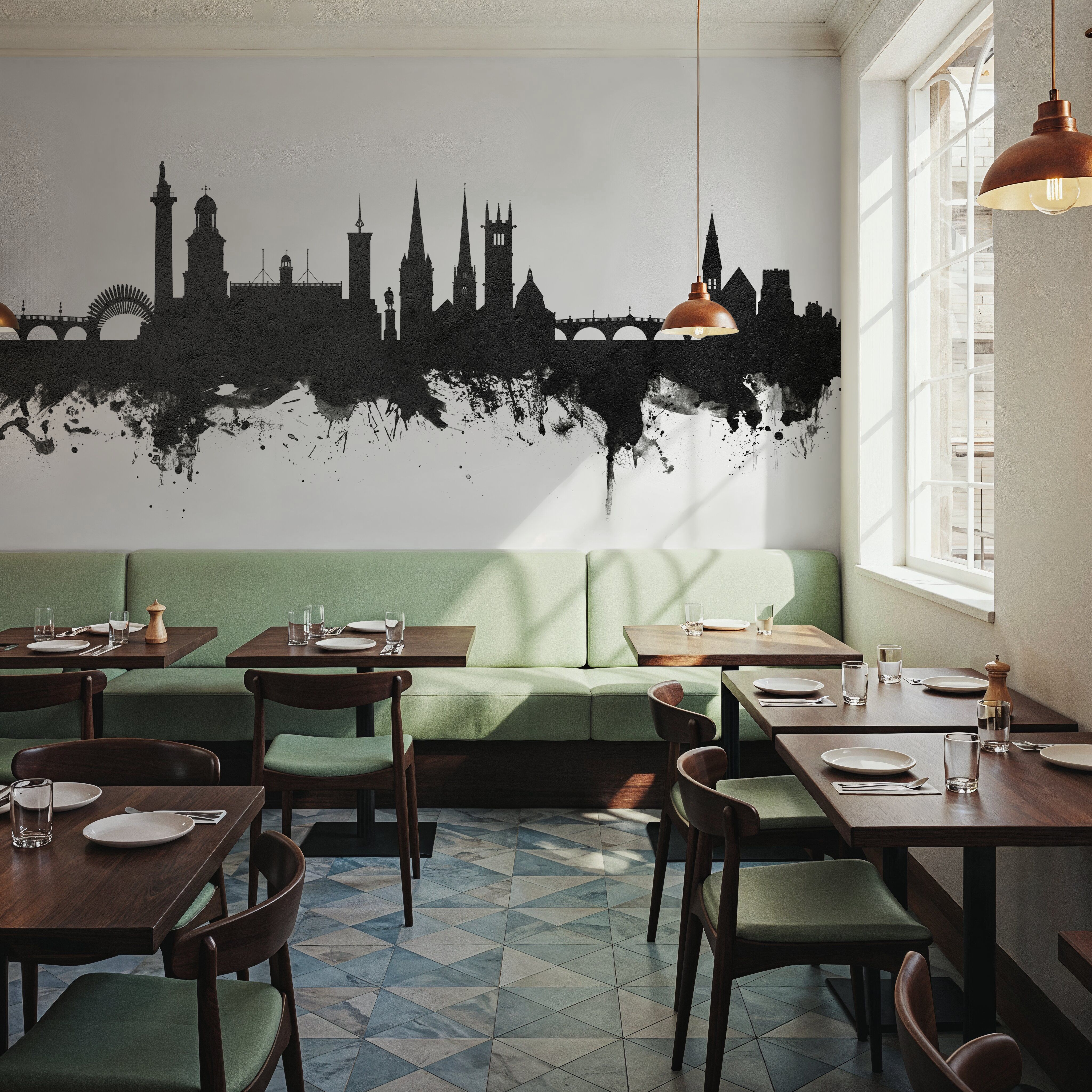 Shrewsbury England Skyline Black & White