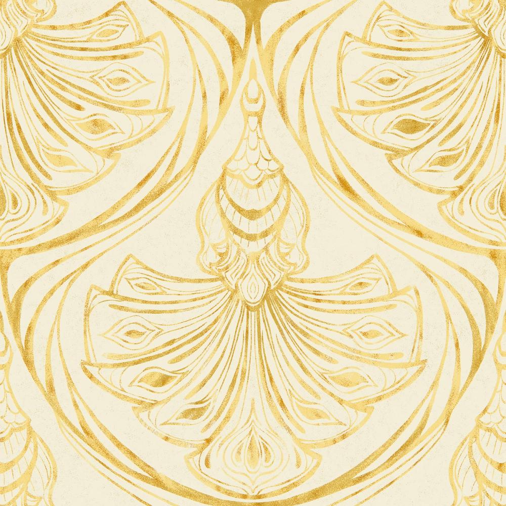 Art Deco Peacock Scallops, Sun Ray