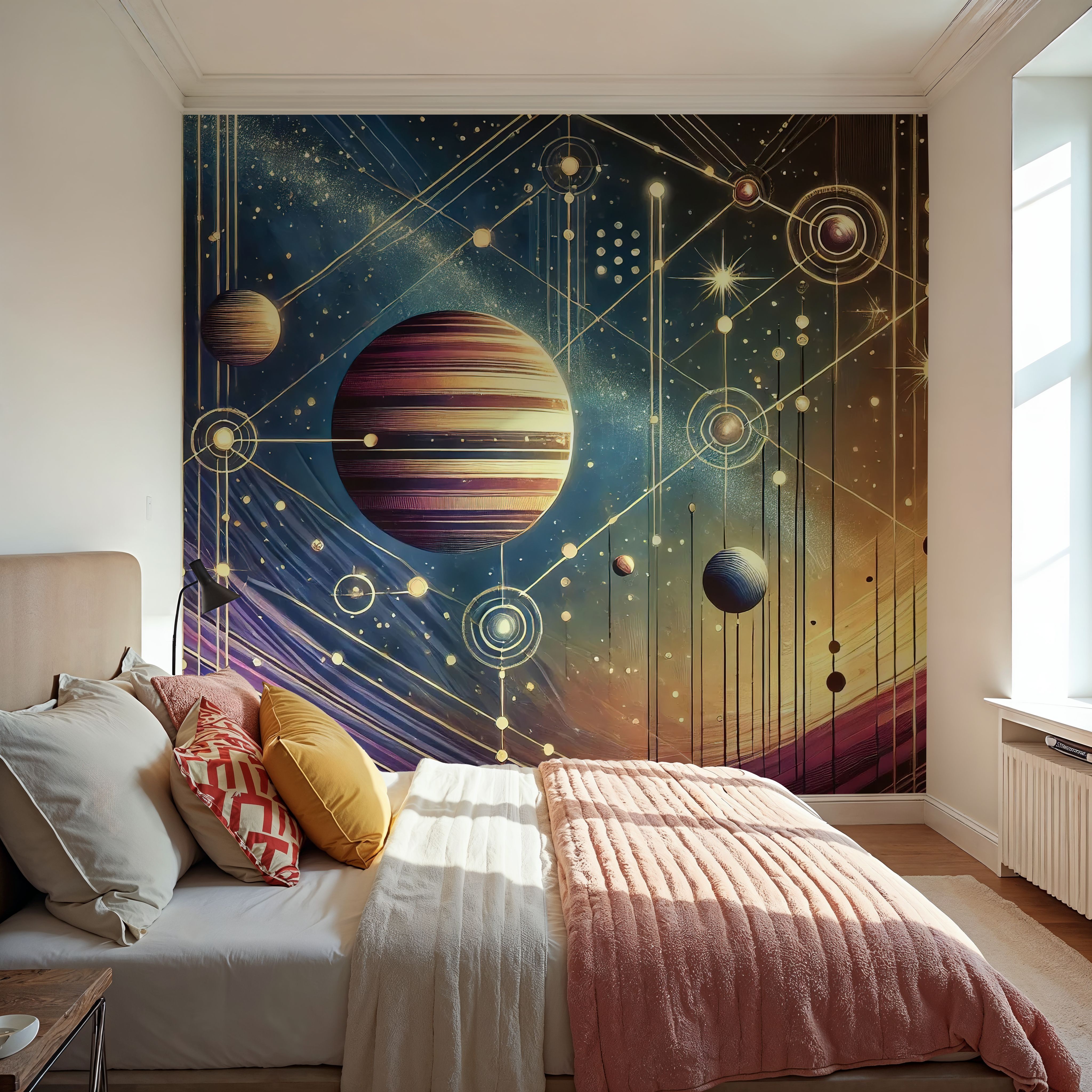 Galactic Harmony Scene in Art Deco