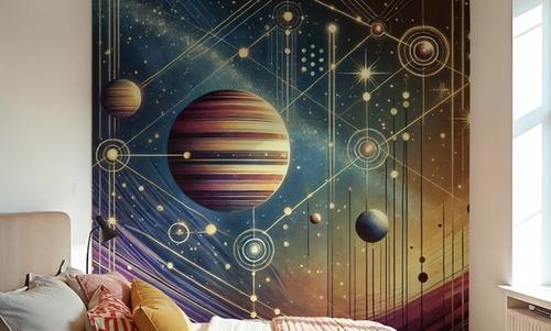 Galactic Harmony Scene in Art Deco