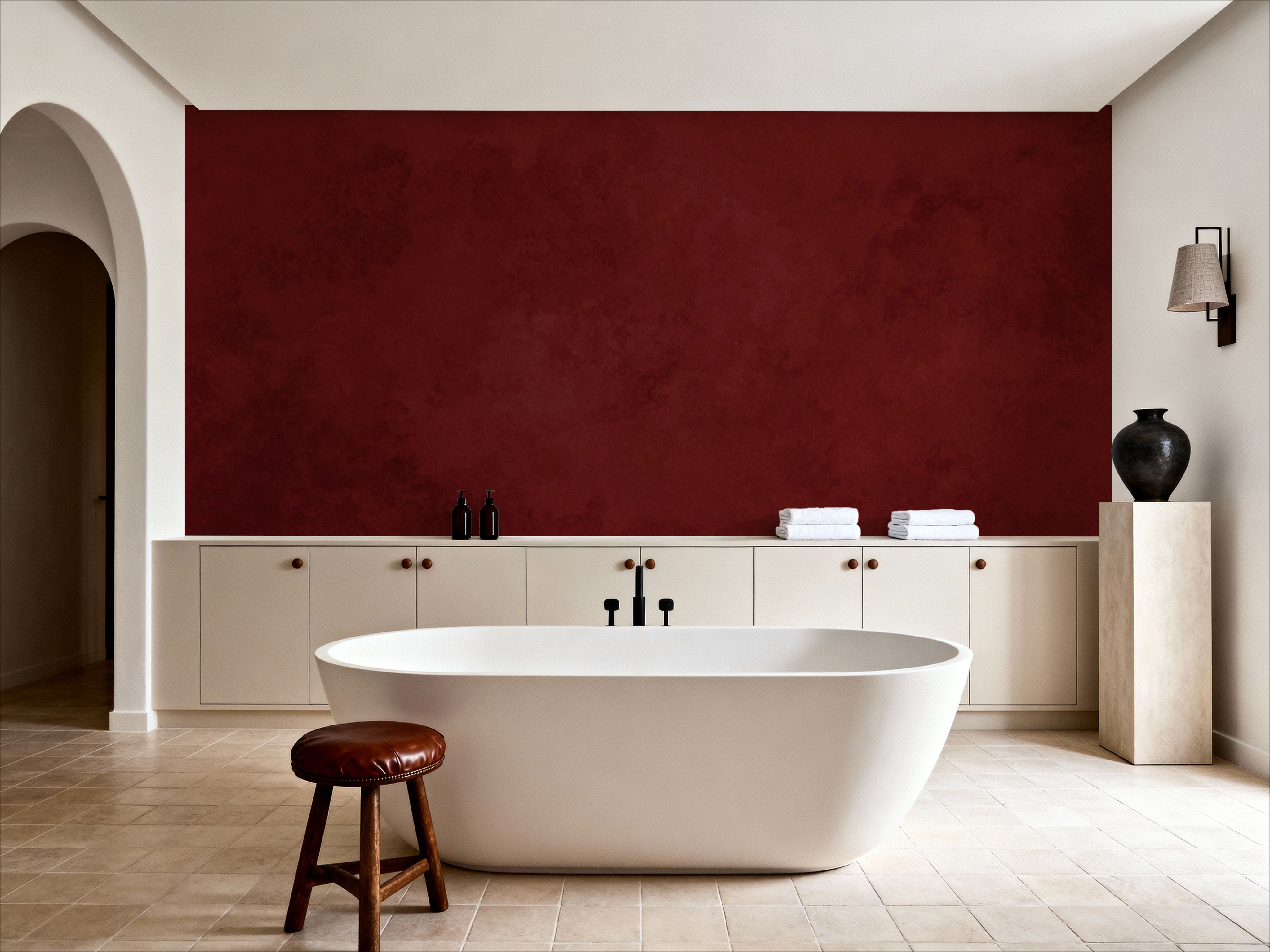 Subtle Plaster Wall, Cherry Red