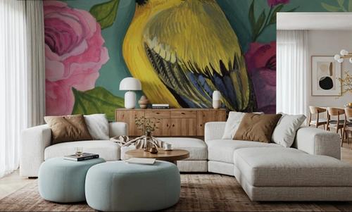 Bird with Roses
