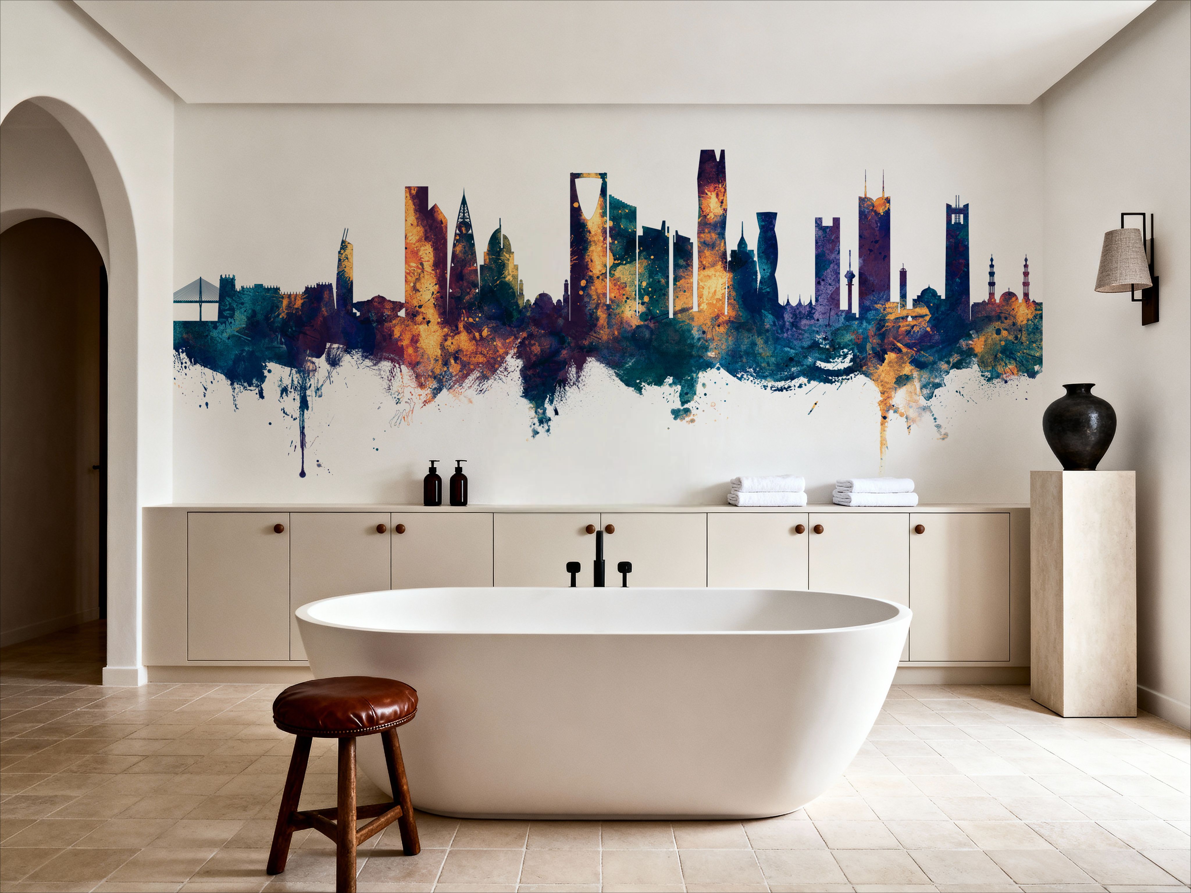 Riyadh Saudi Arabia Skyline Blue & Bronze