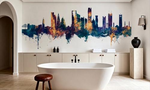 Riyadh Saudi Arabia Skyline Blue & Bronze