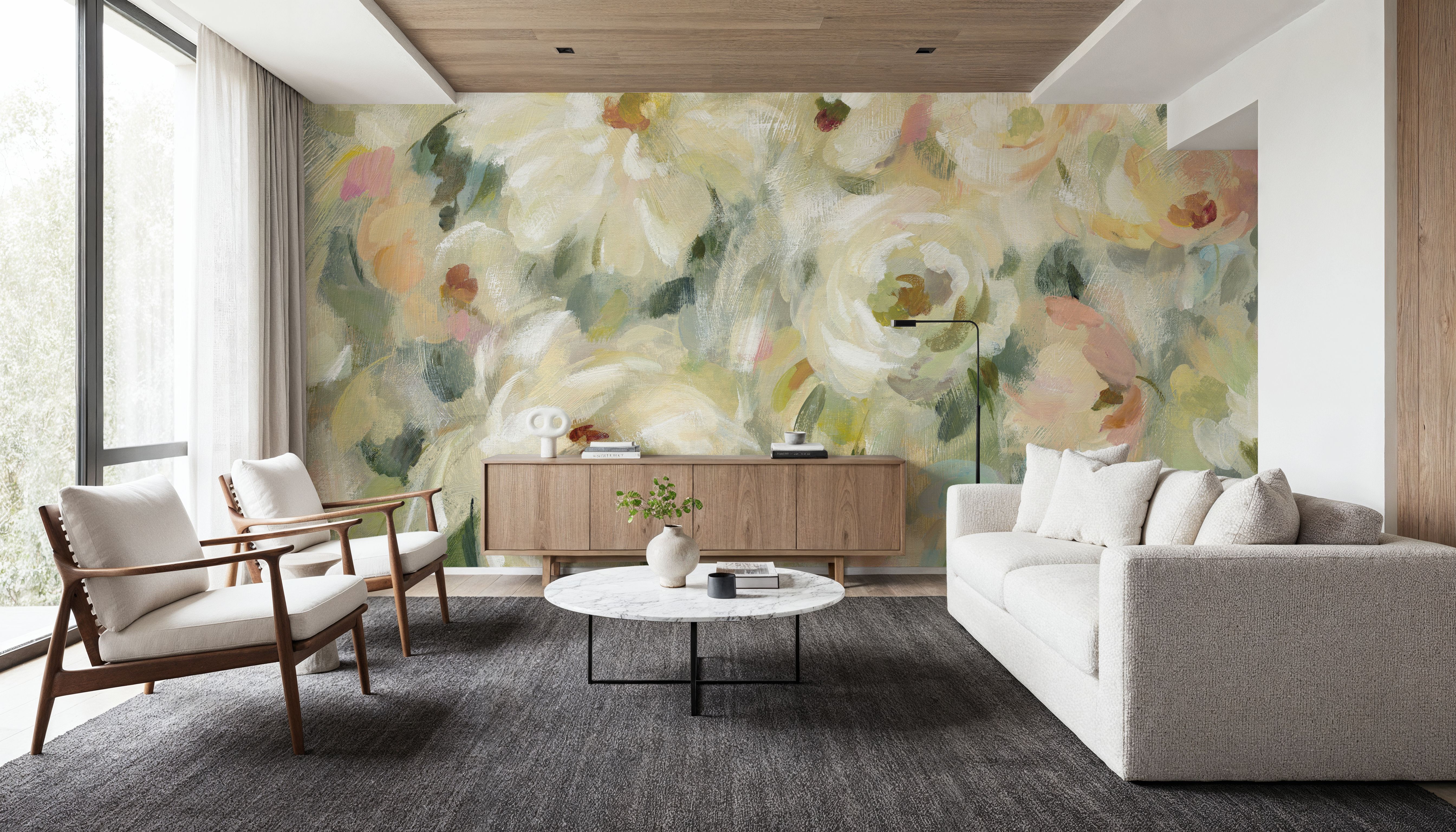 Expressive Pale Floral on Canvas