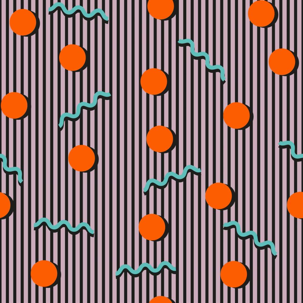 Memphis Dots & Stripes, Pink