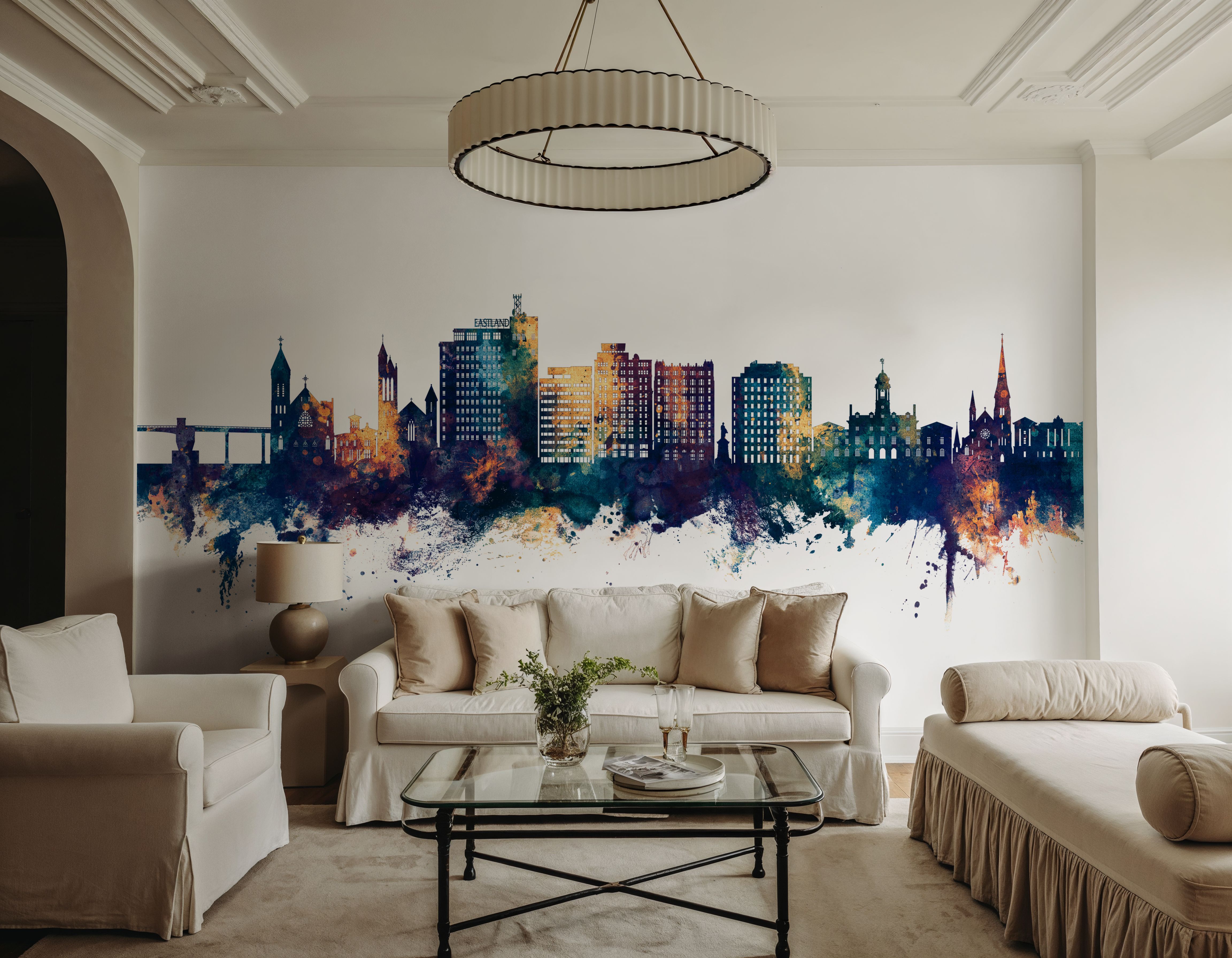 Portland Maine Skyline Blue & Bronze