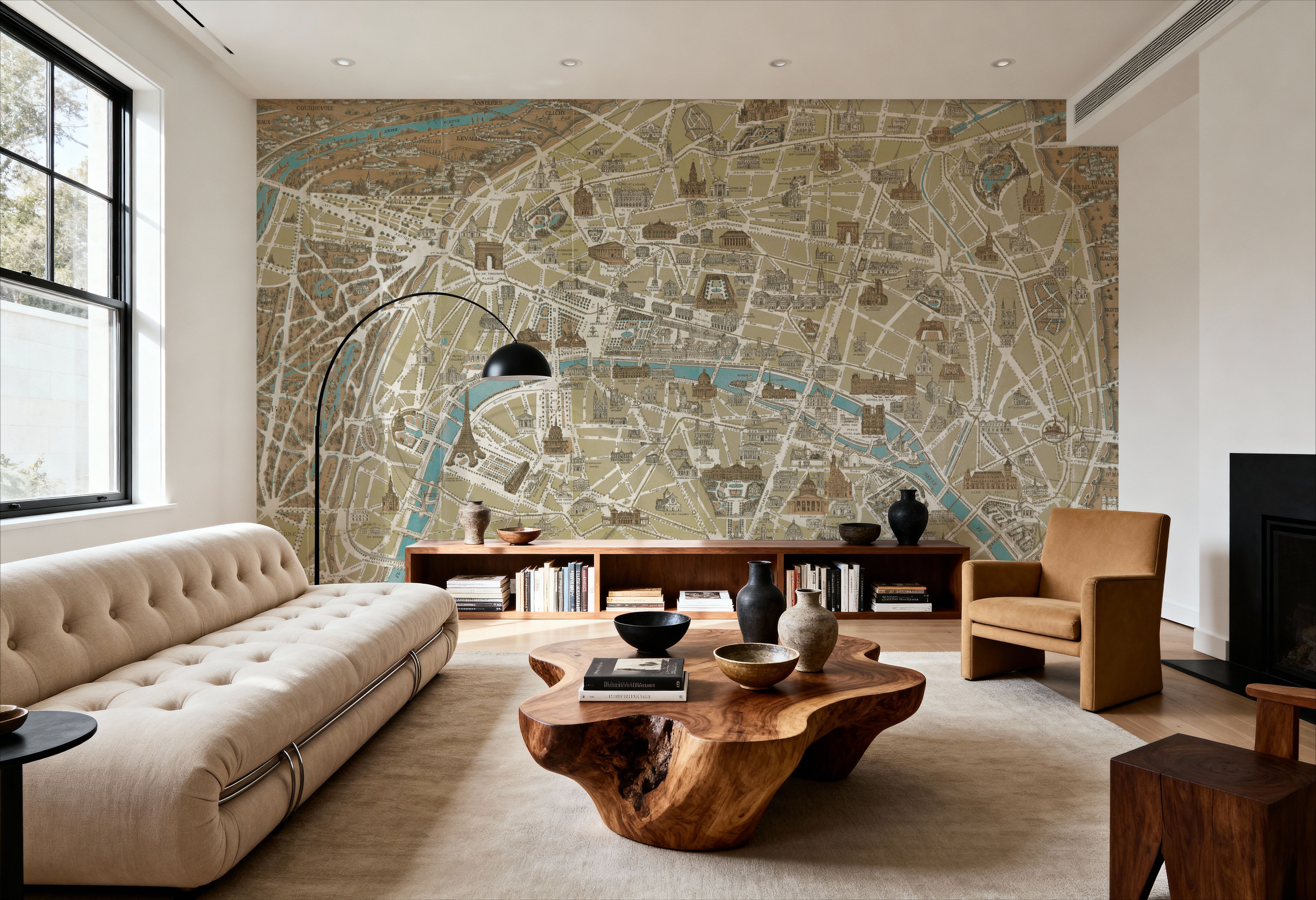 Monuments of Paris Map Blue