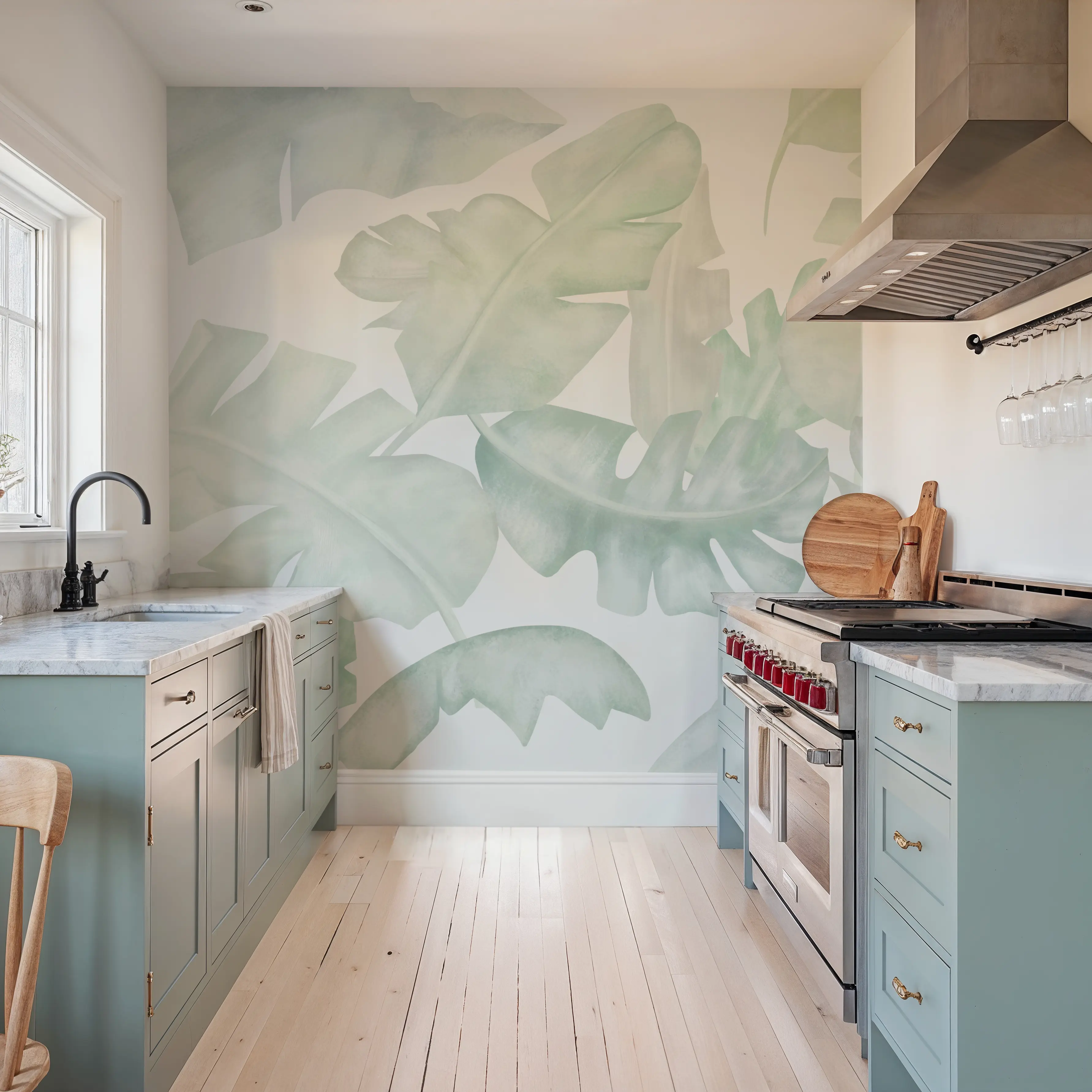 Papier Peint Panoramique - Peaceful Movements - Feuillage Nature - Vert - Couloir et escaliers - Wallism Belgique - Encollage au mur ou Autocollant