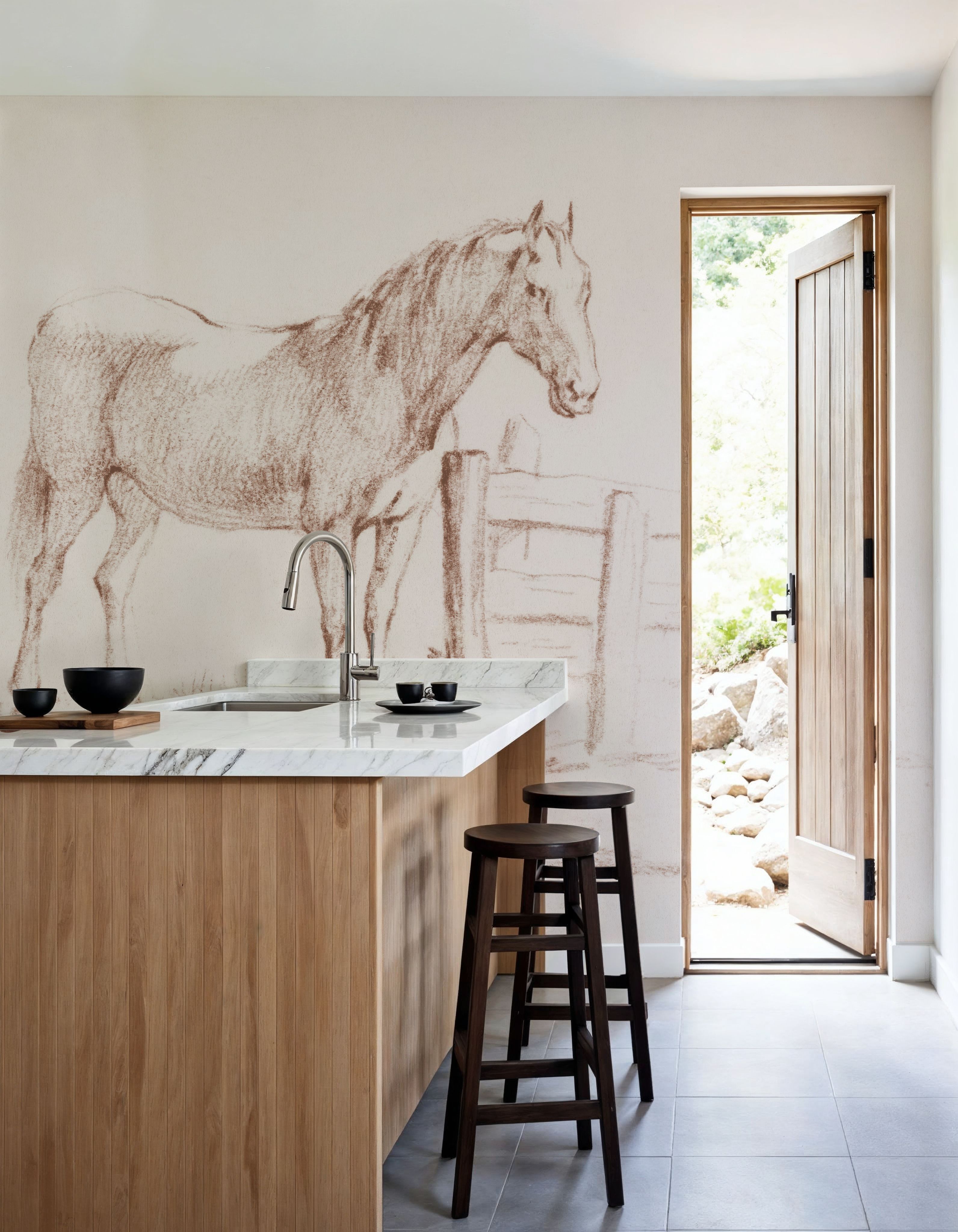 Standing Horse at a Fence