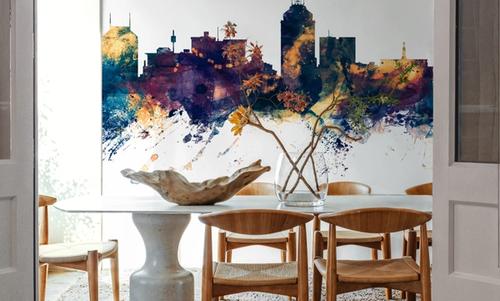 Fresno California Skyline Blue & Bronze