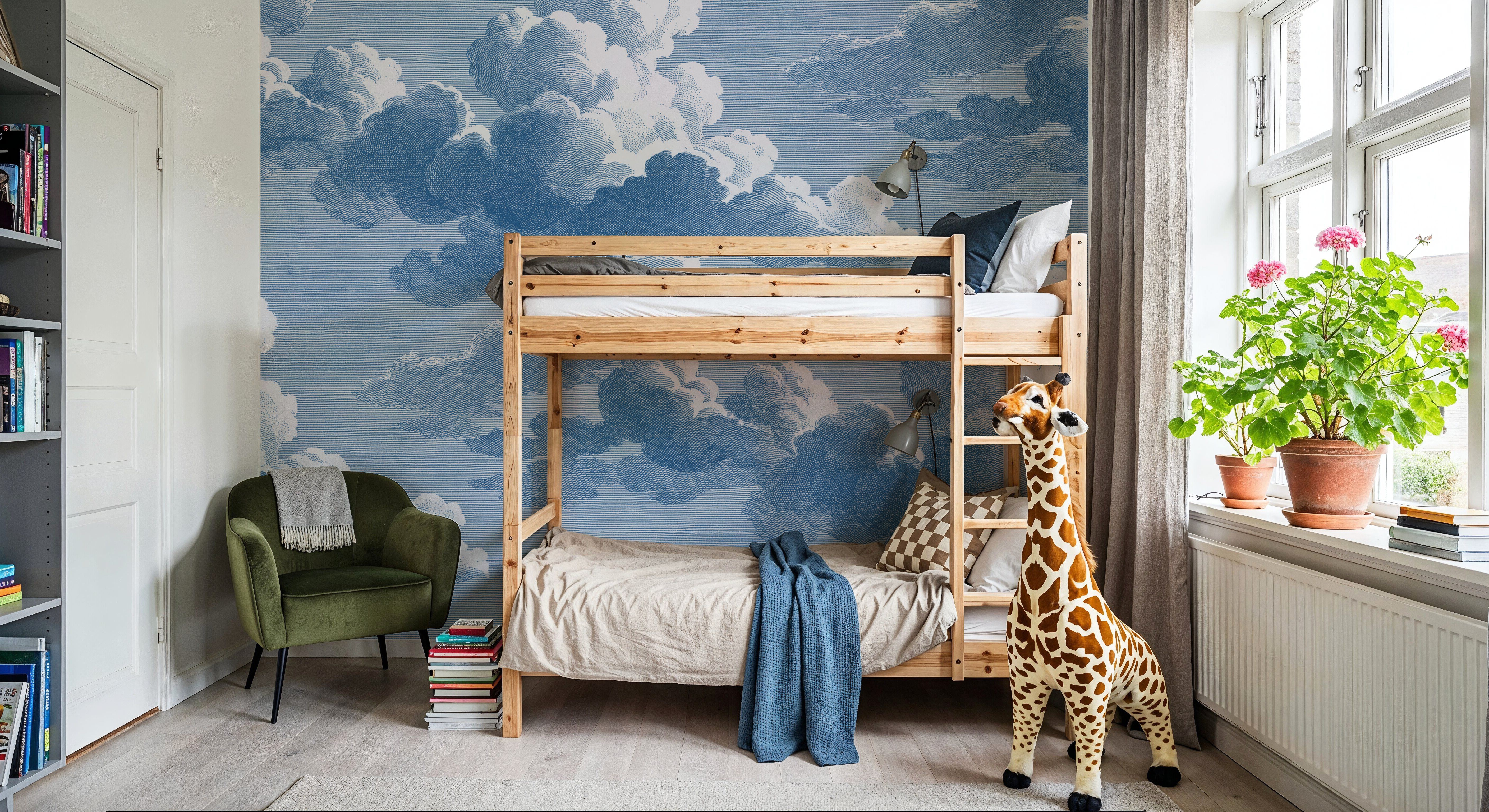 Intaglio Clouds, Blueberry, Behang