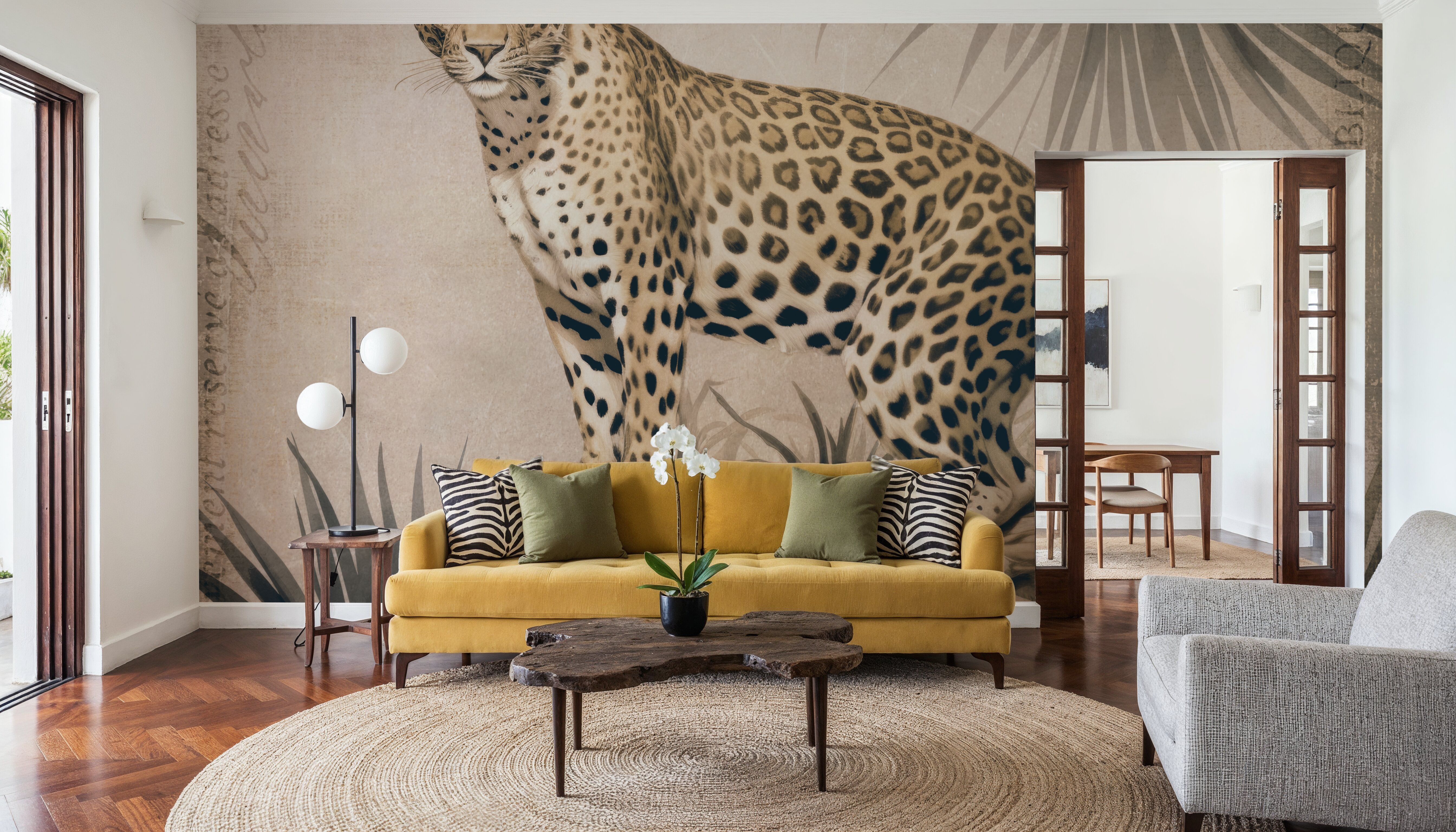 Cheetahs Tropical Jungle Monochrome