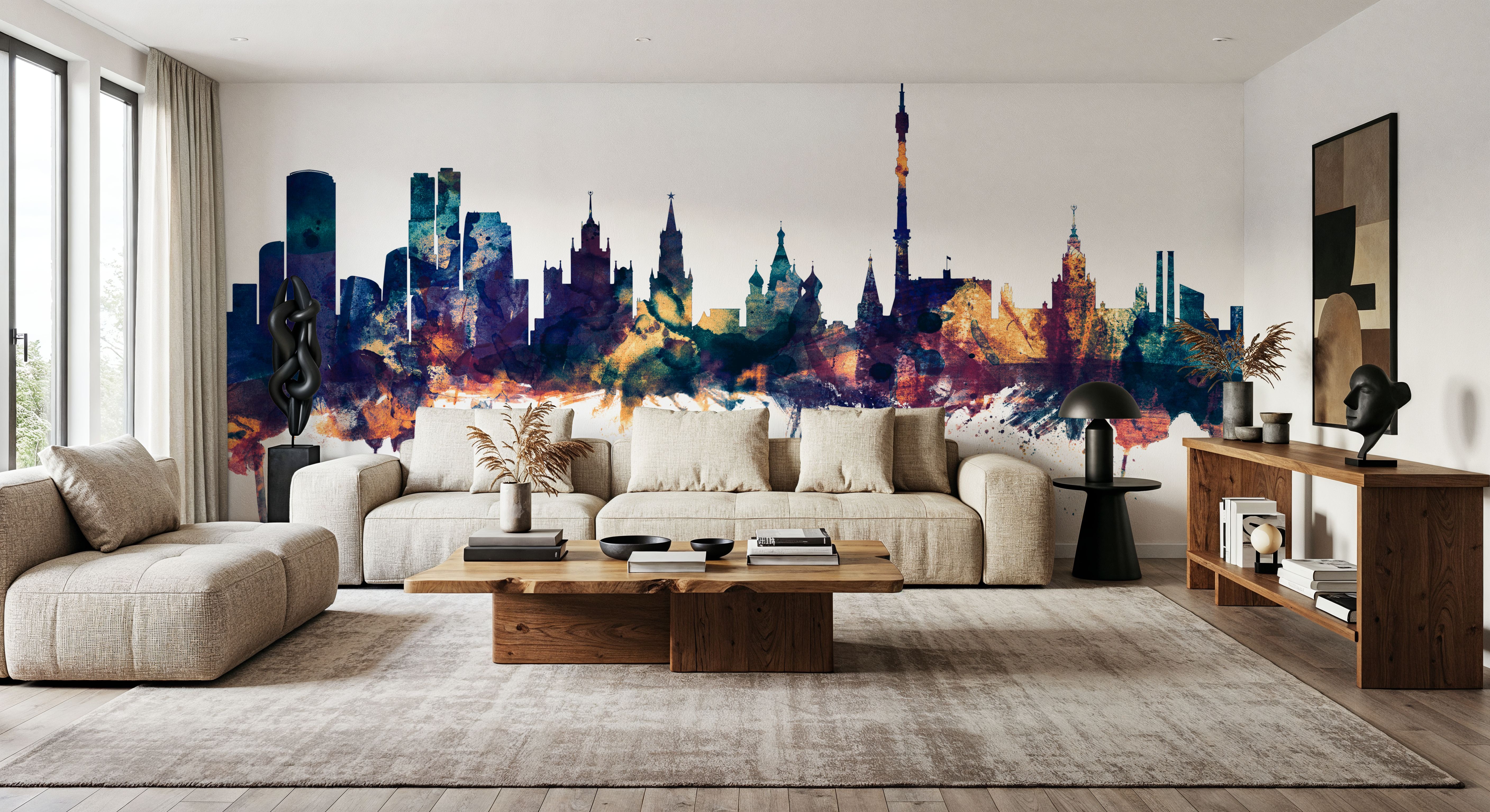 Moscow Russia Skyline Blue & Bronze