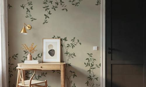 Rambling Rose, Ivory on Light Beige