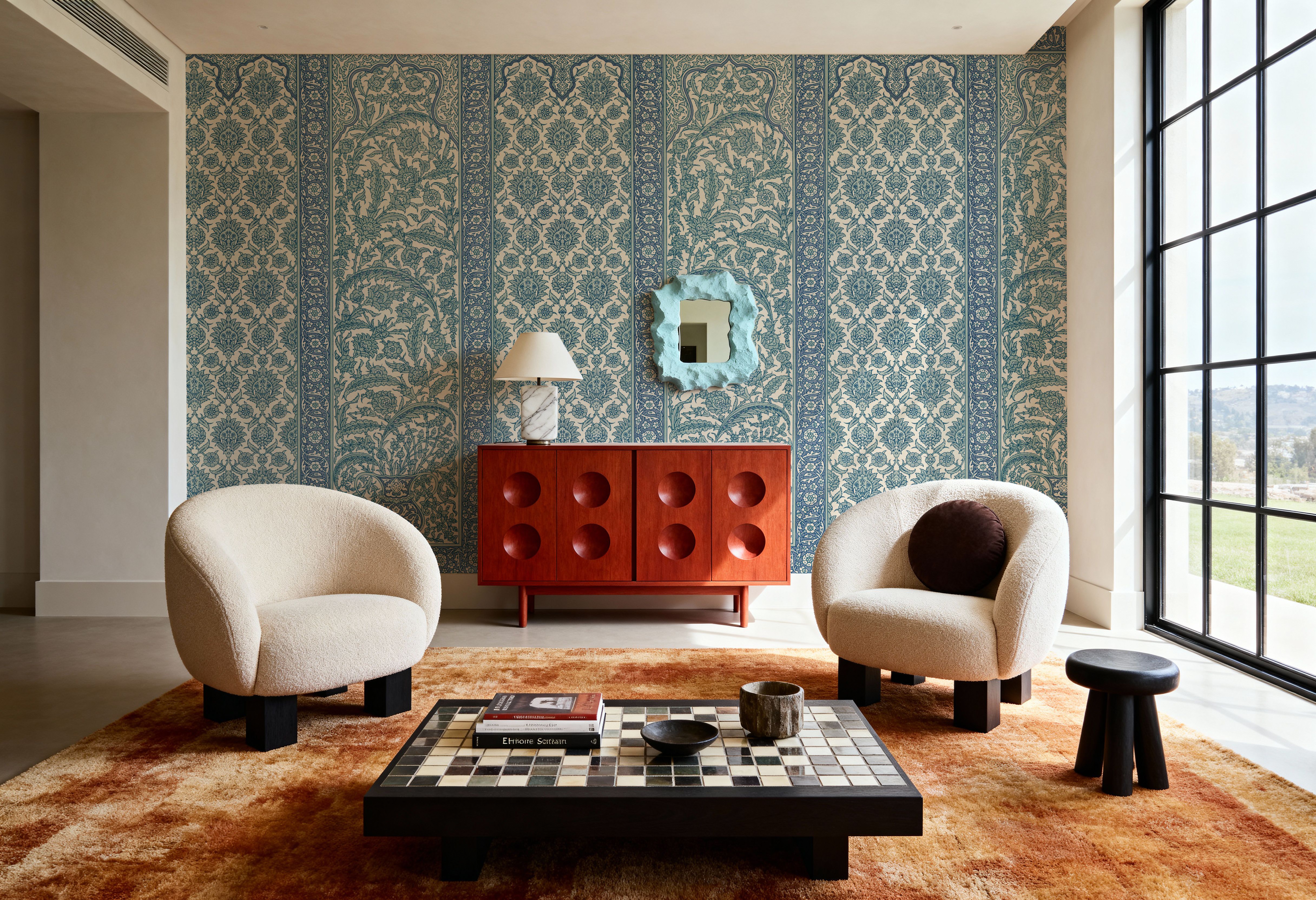 Riad Ornaments, Seafoam, Carte da parati