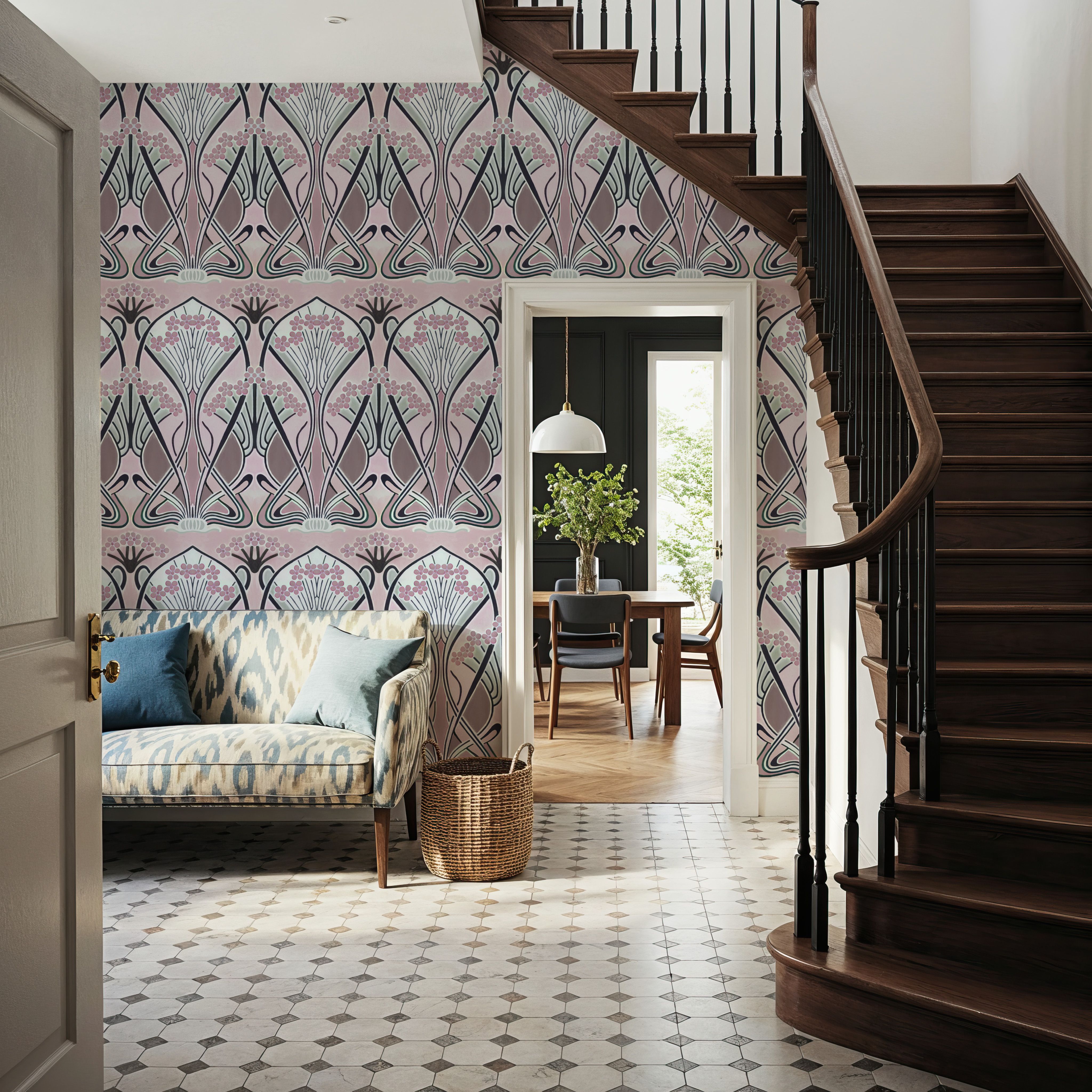 Floral Art Deco Aura, Petal Pink
