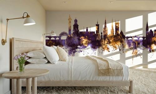 Shrewsbury England Skyline Purple & Gold