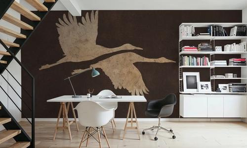 Herons in Flight Mocha