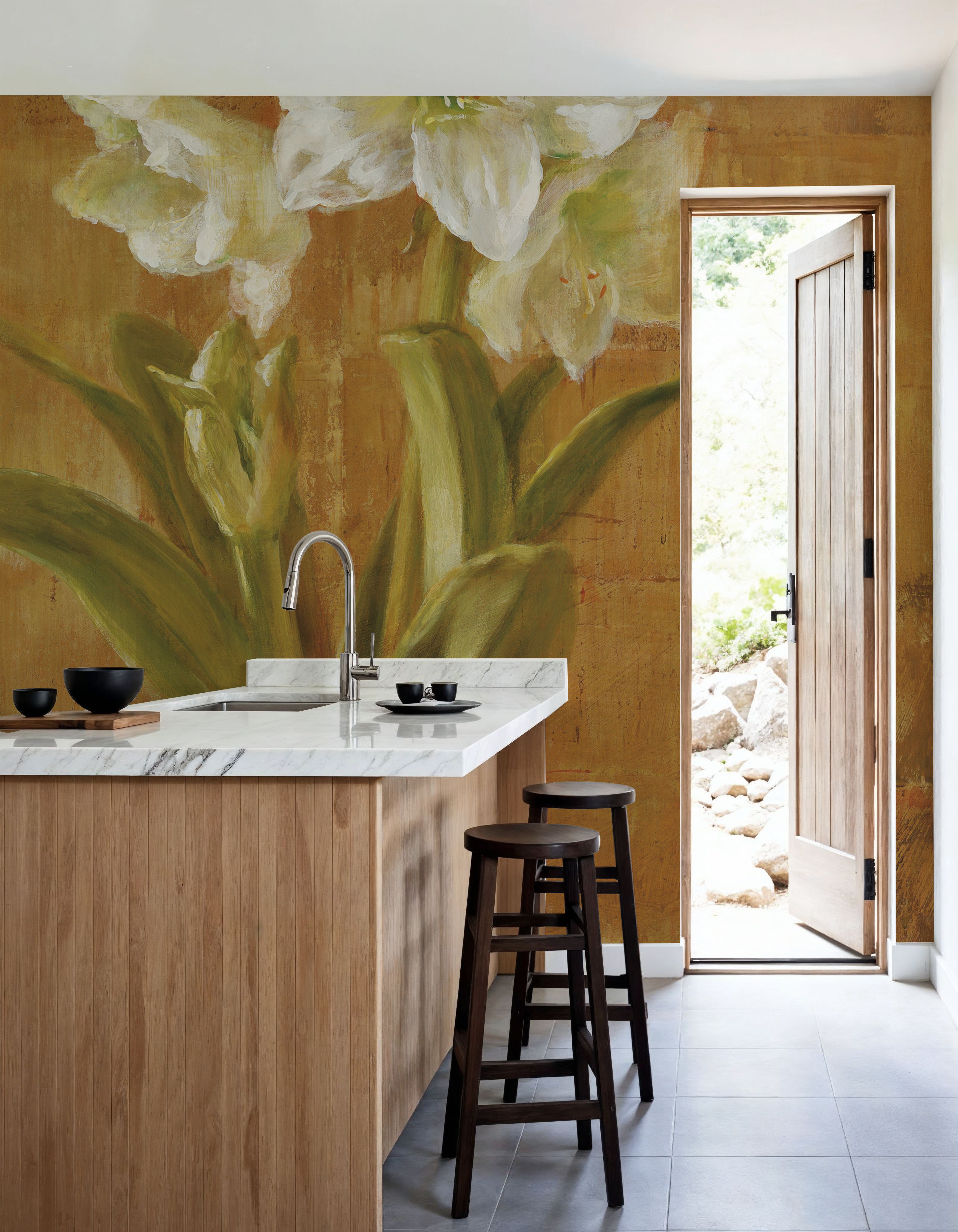 White Amaryllis on Bronze