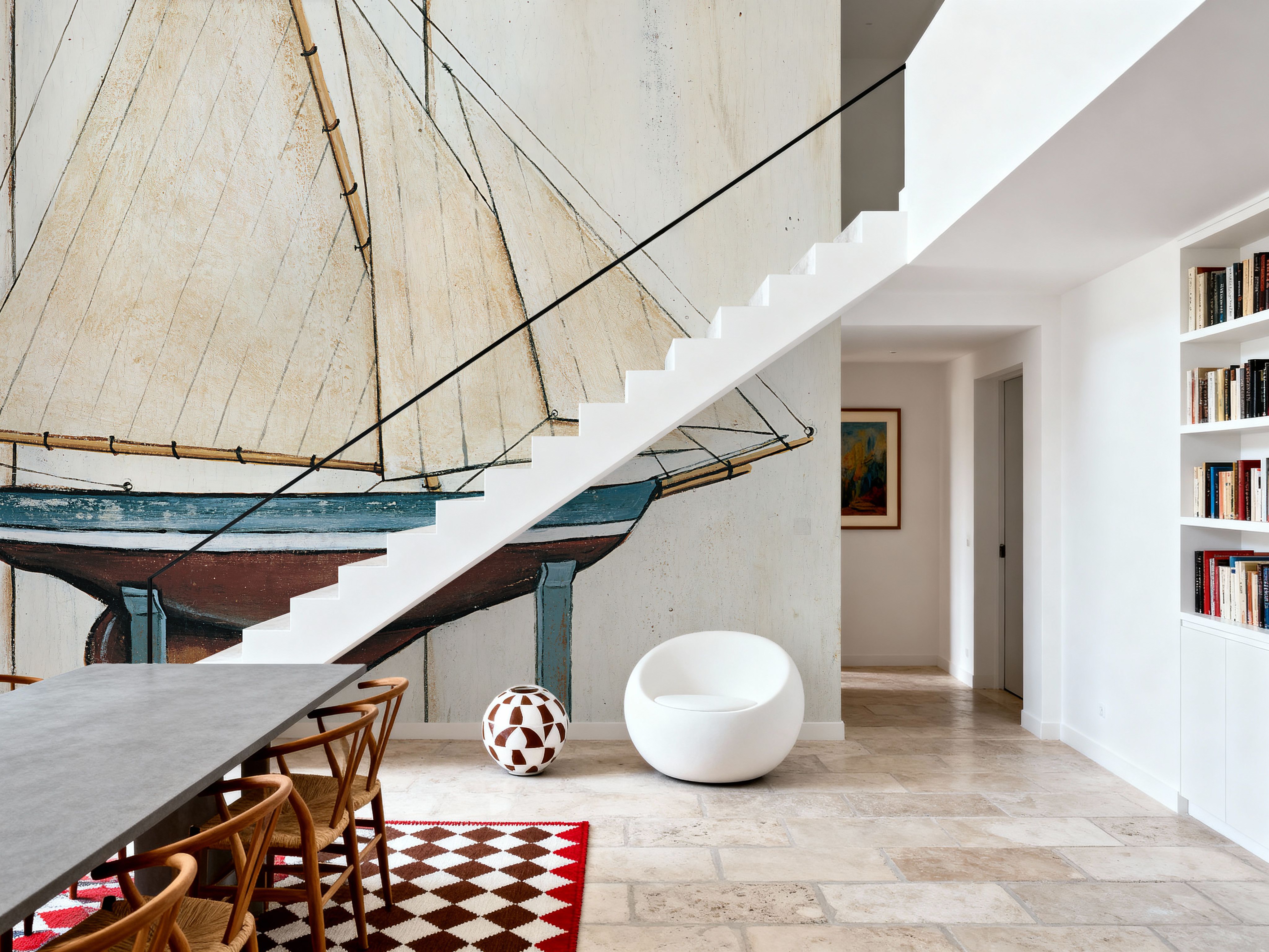 Wall Mural - Racer I - Maritime Vehicles mural wallpaper - White - Living room - Wallism UK - Premium, Textured or Peel & Stick