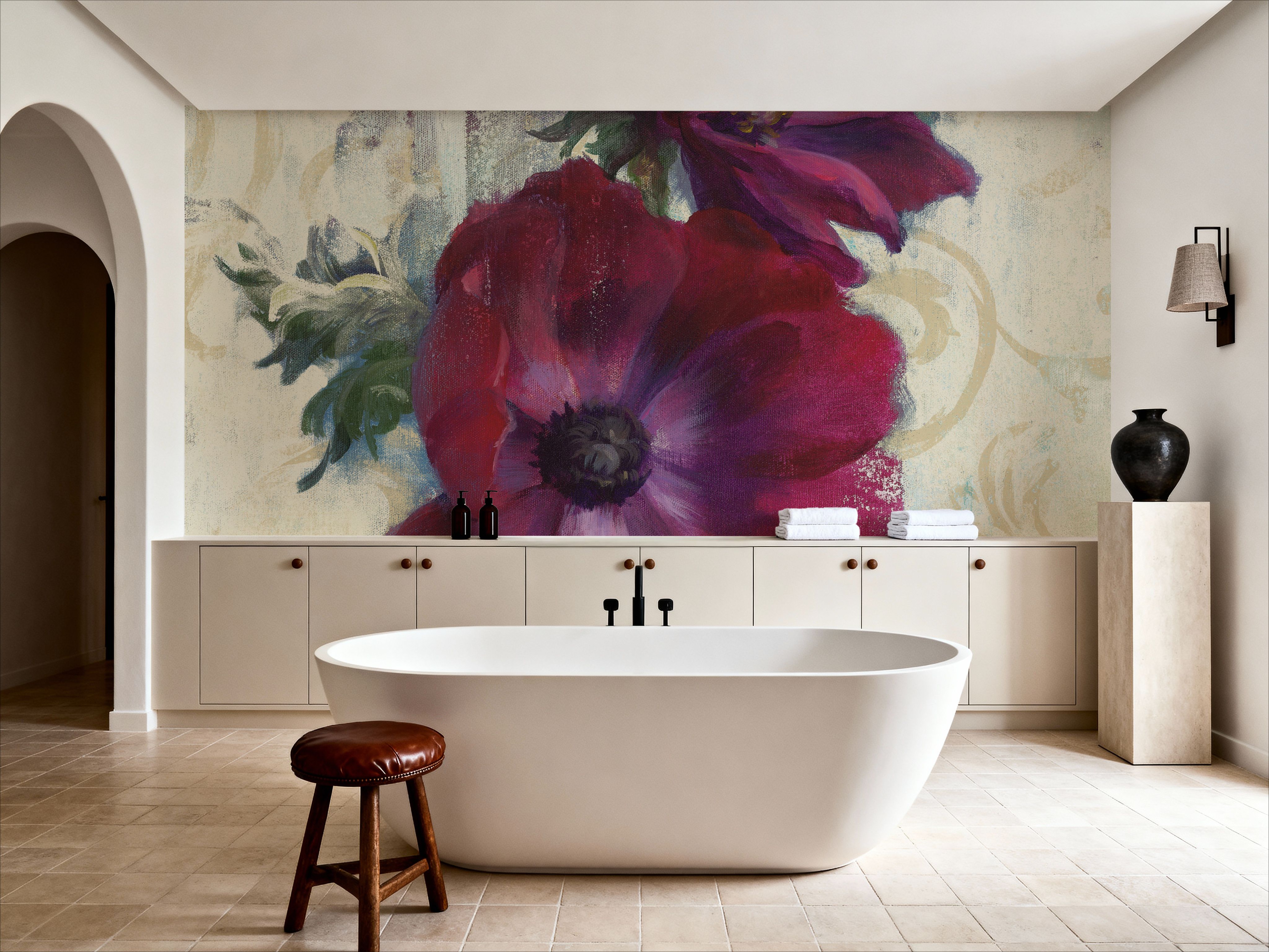 Rich Anemones I on Ivory