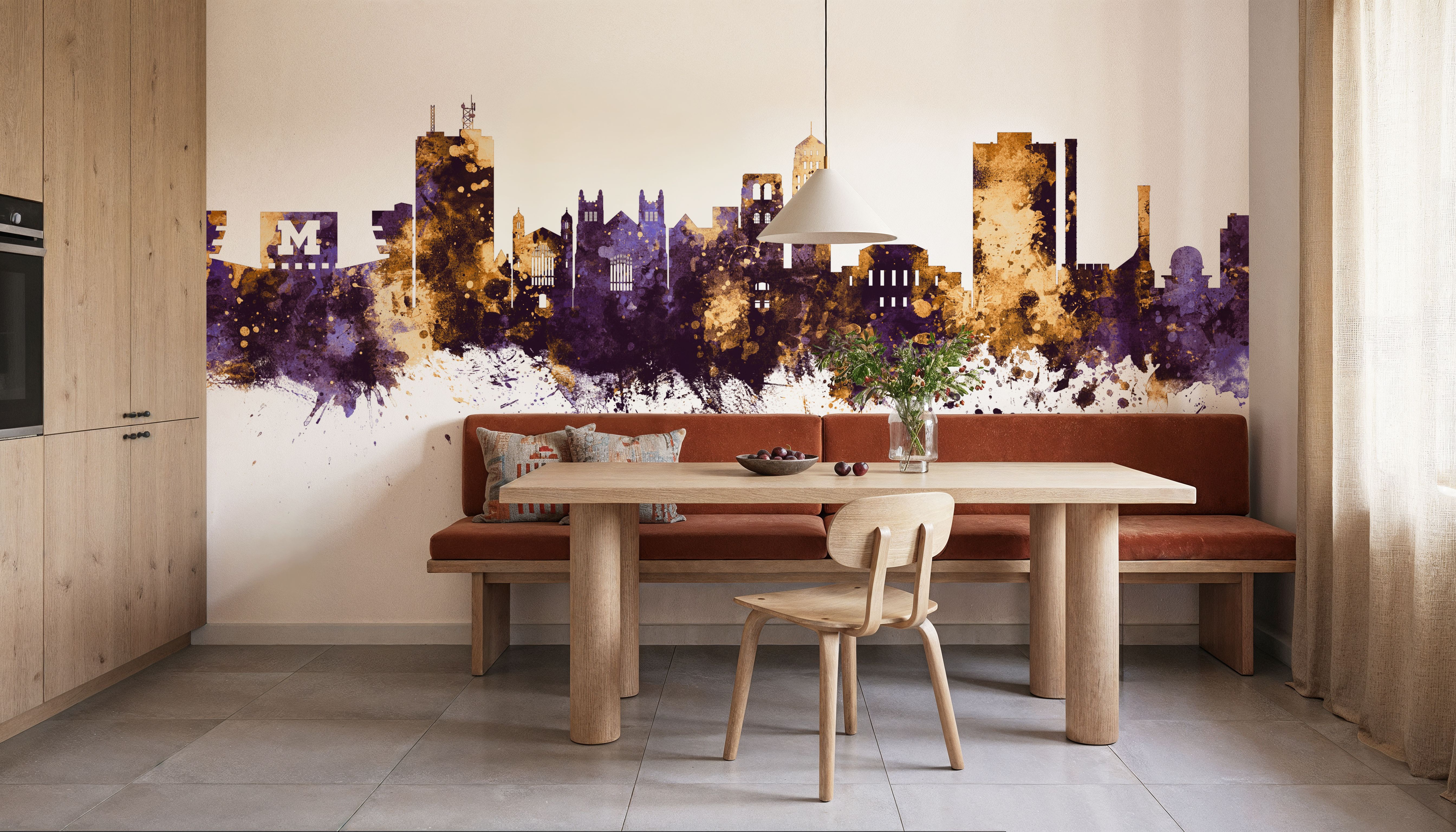 Ann Arbor Michigan Skyline Purple & Gold