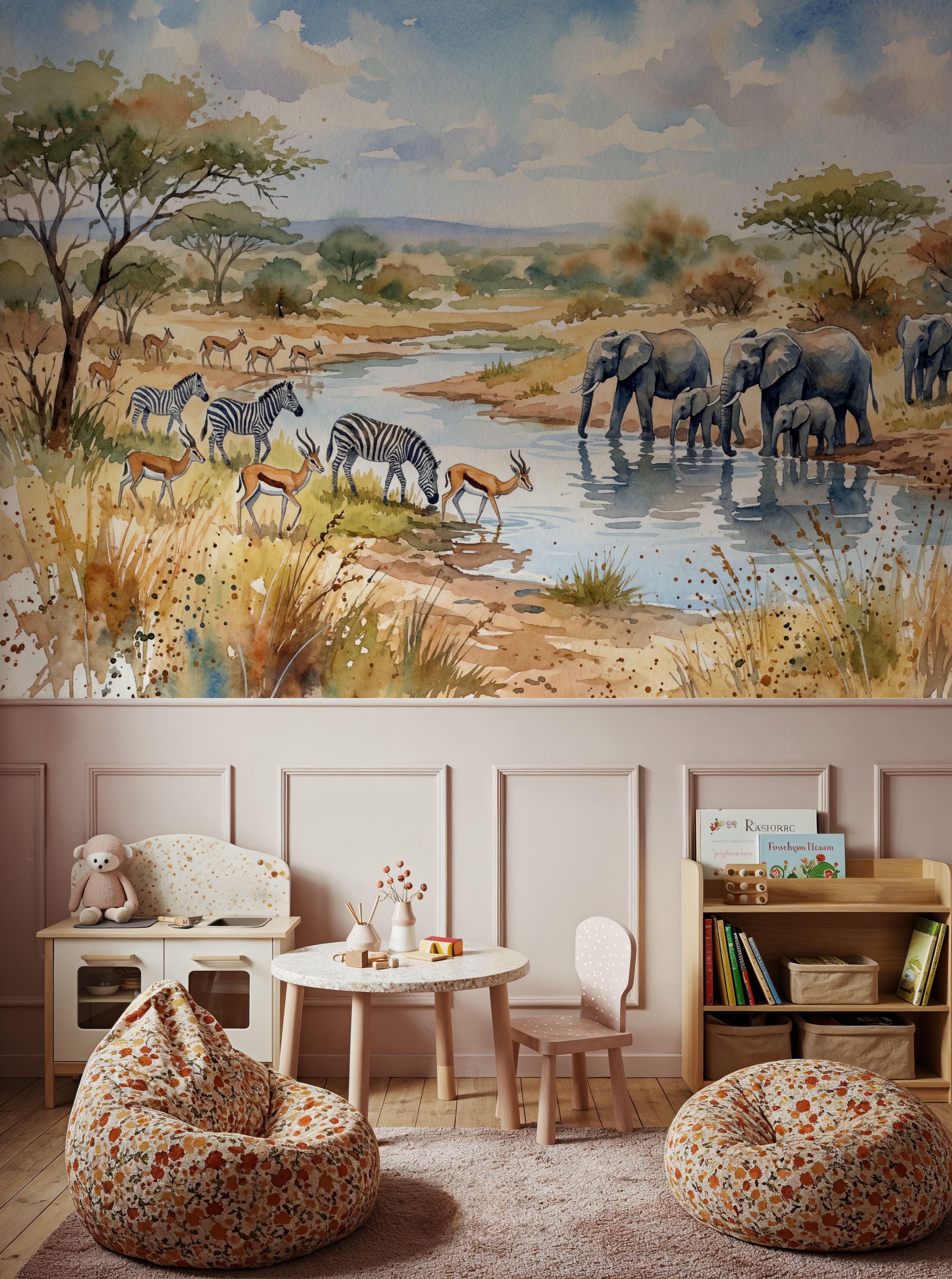 Savannah Water Hole - Watercolor Landscapes Series
