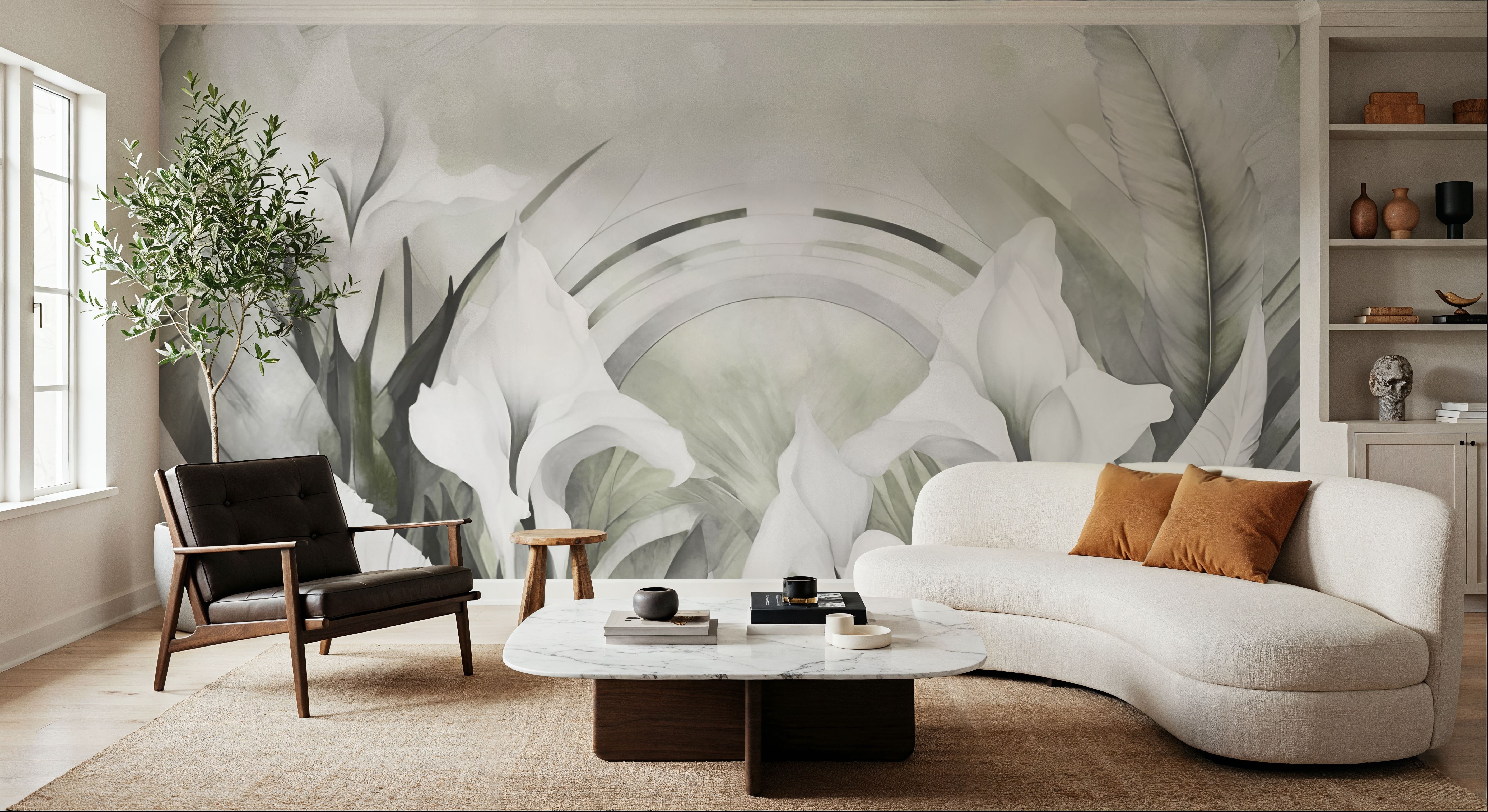 Irises and Feathers Yellow, Papier peint