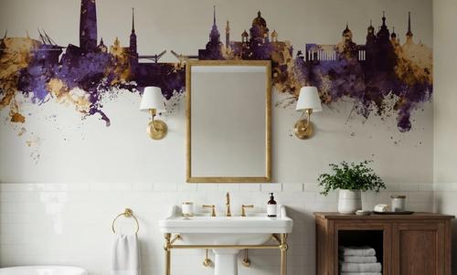 St Petersbug Russia Skyline Purple & Gold
