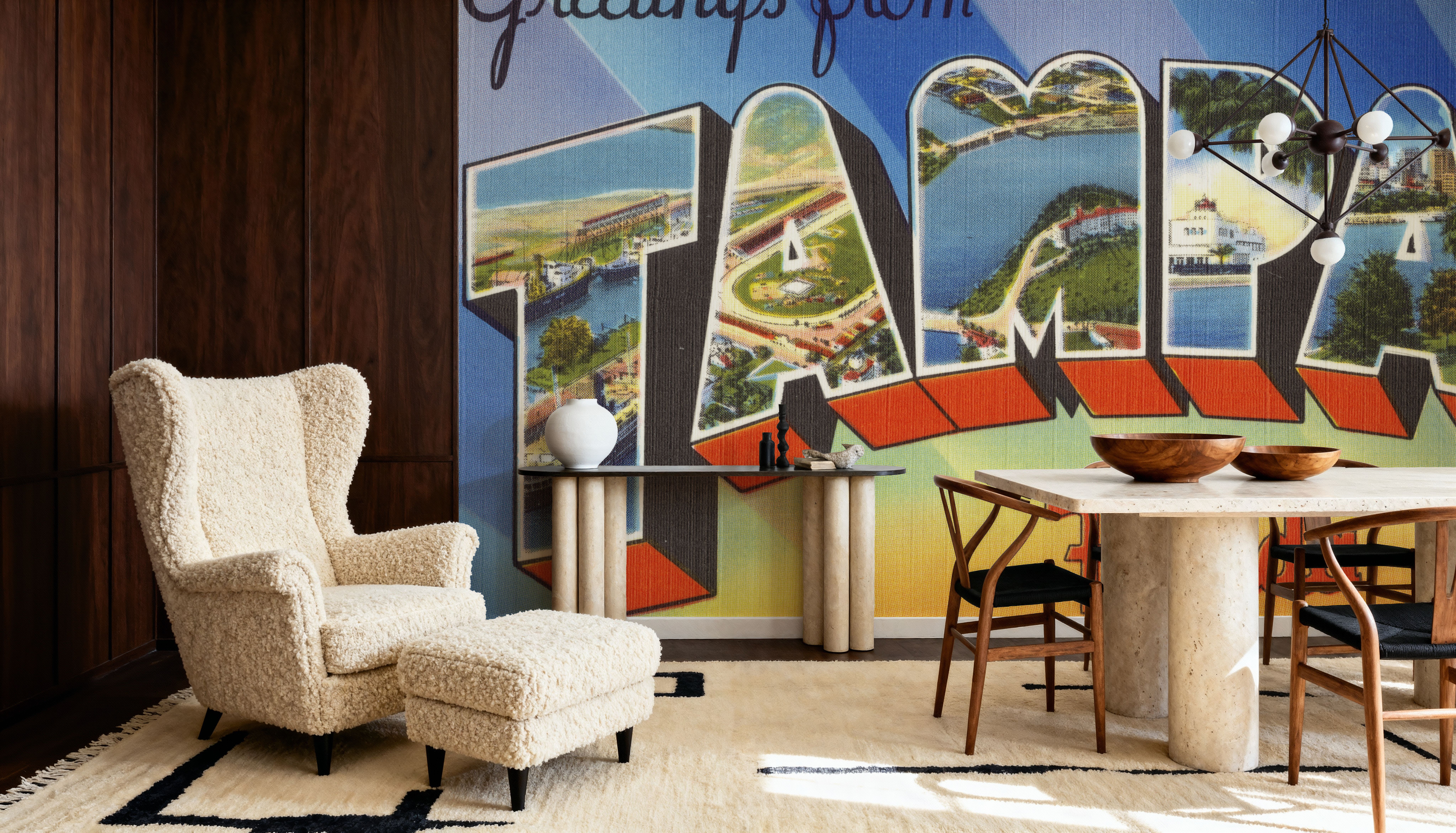 Greetings from Tampa - Screenprint Postcard, Wallpaper