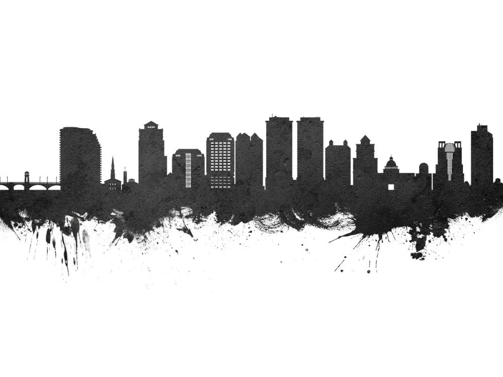 West Palm Beach Florida Skyline Black & White