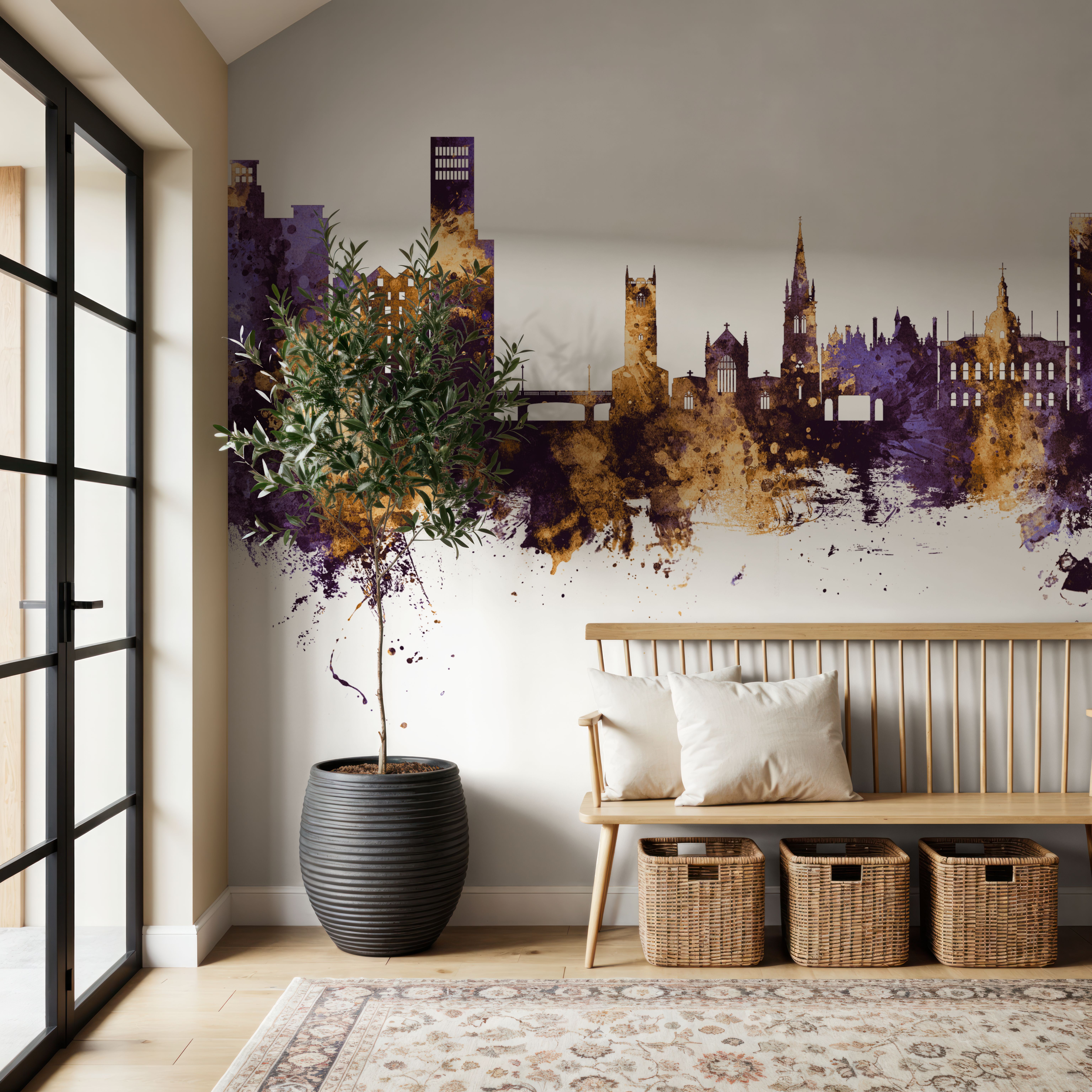 Ipswich England Skyline Purple & Gold