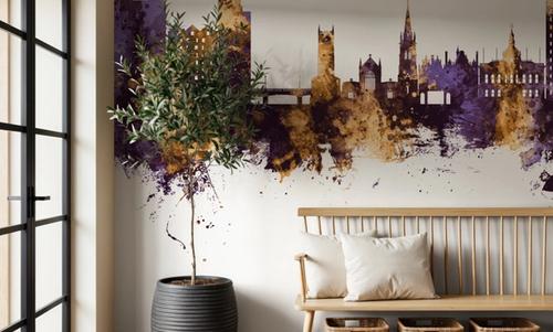 Ipswich England Skyline Purple & Gold