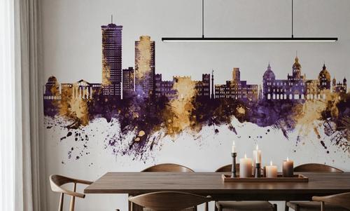 A Coruña Spain Skyline Purple & Gold