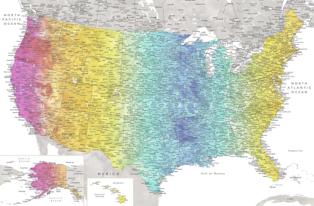 US Map Detailed - Jude