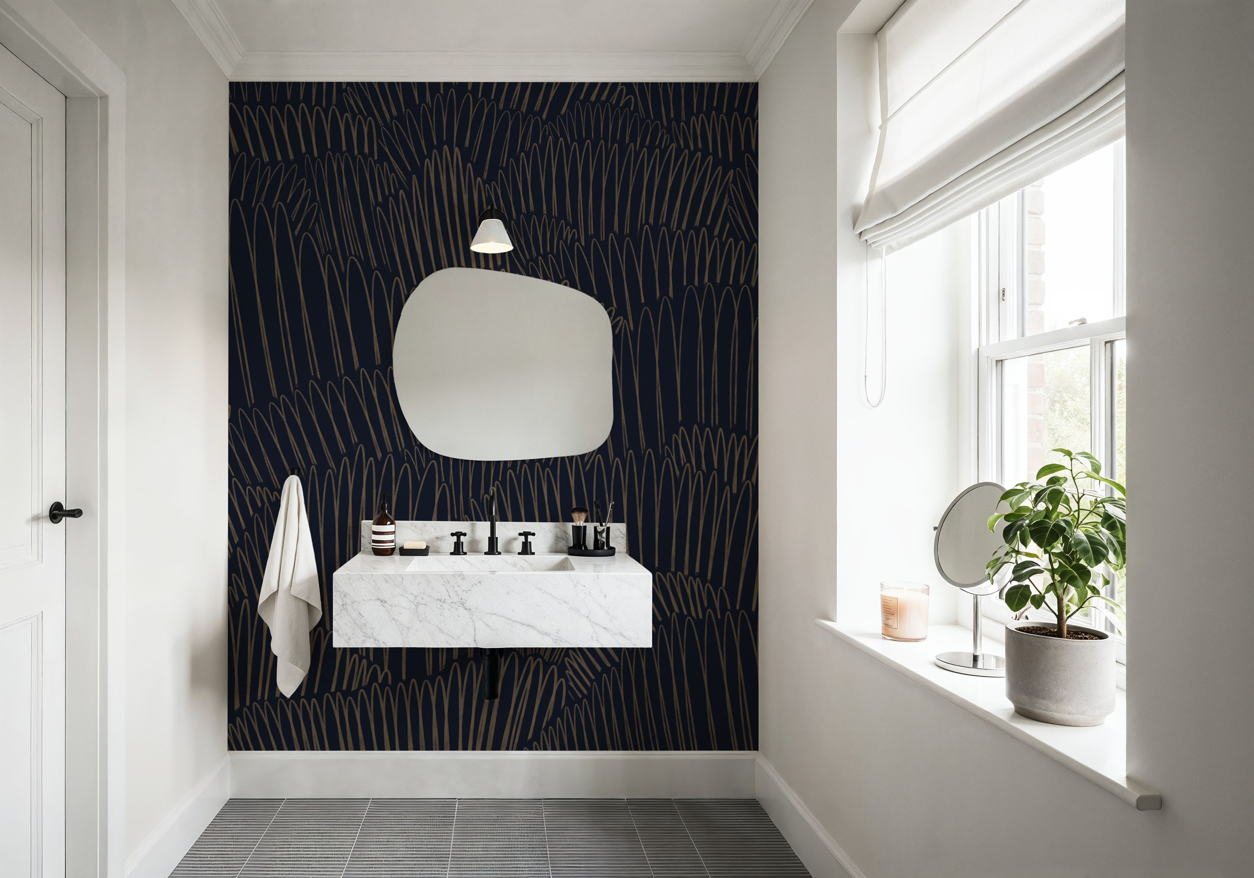 Ruffles Hills, Royal Blue, Wallpaper